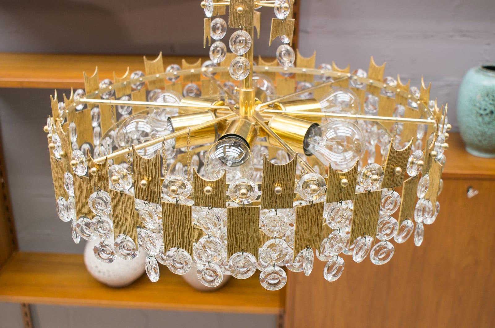 Midcentury Jeweled Crystal Chandelier by Palwa 'Palme & Walter', 1960s For Sale 2