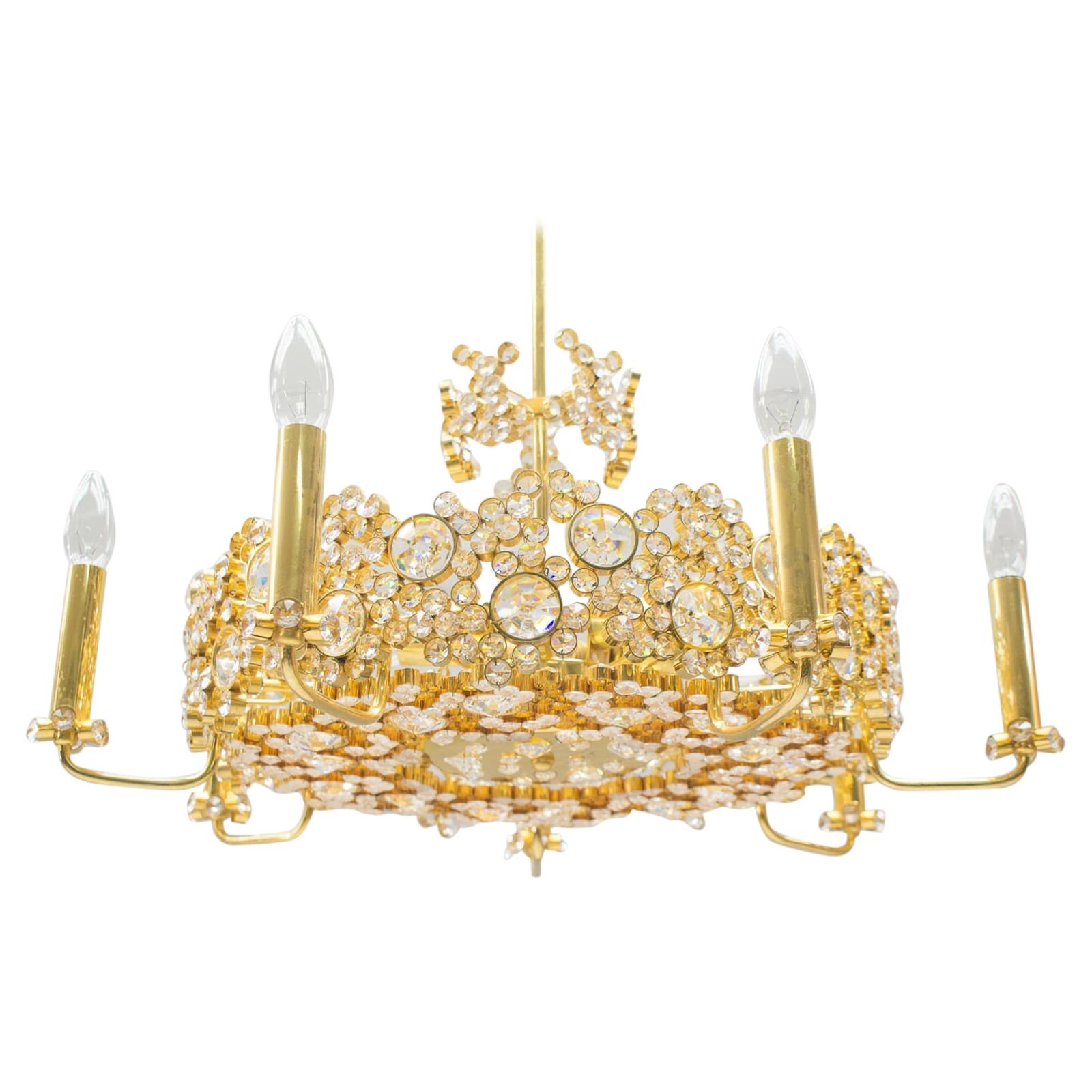 Midcentury Jeweled Crystal Chandelier by Palwa 
Palme 
Walter
, 1960s