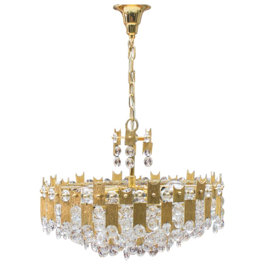 Midcentury Jeweled Crystal Chandelier by Palwa 'Palme & Walter', 1960s For Sale