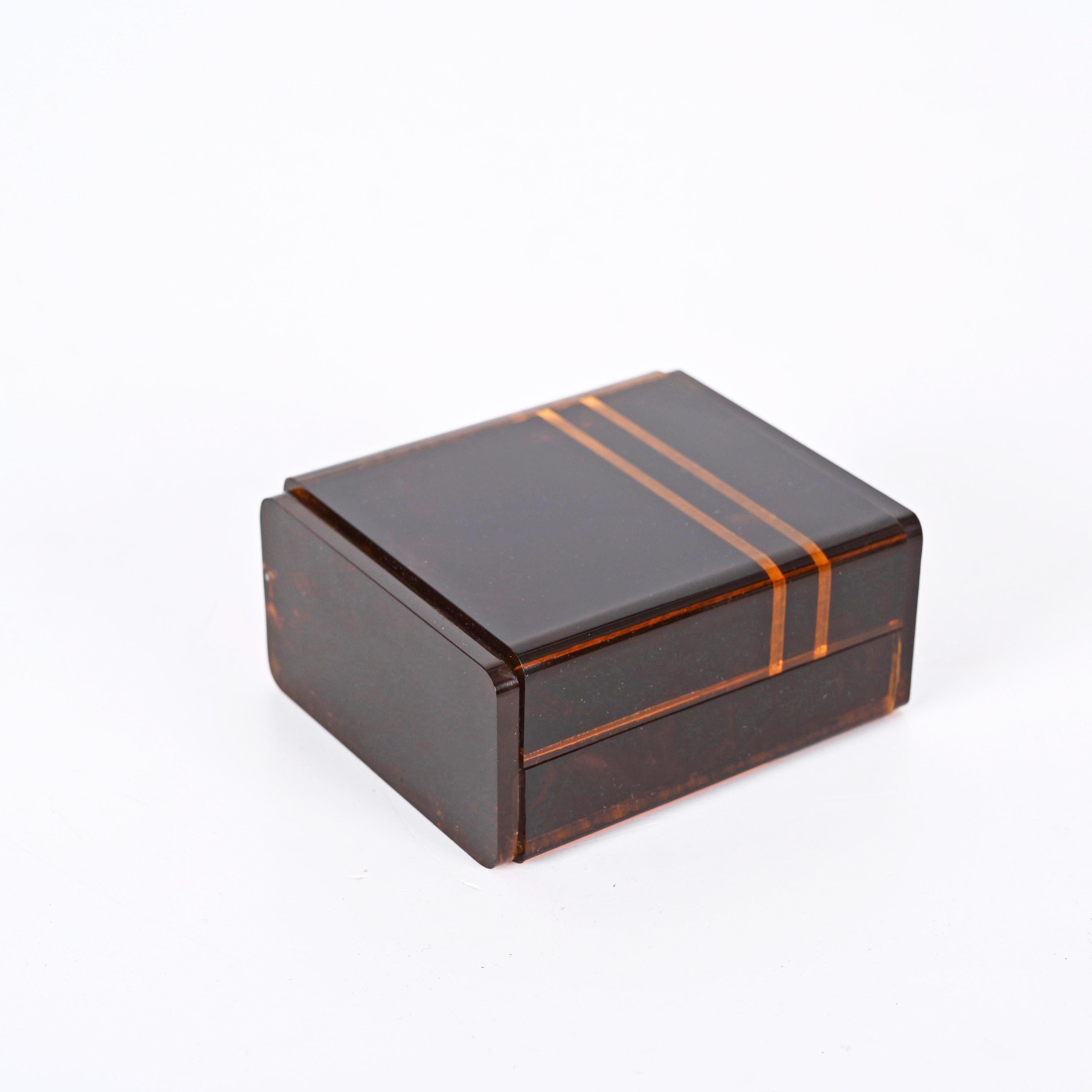 Christian Dior Midcentury French Lucite Jewelry Box with Tortoise Effect, 1970s 6