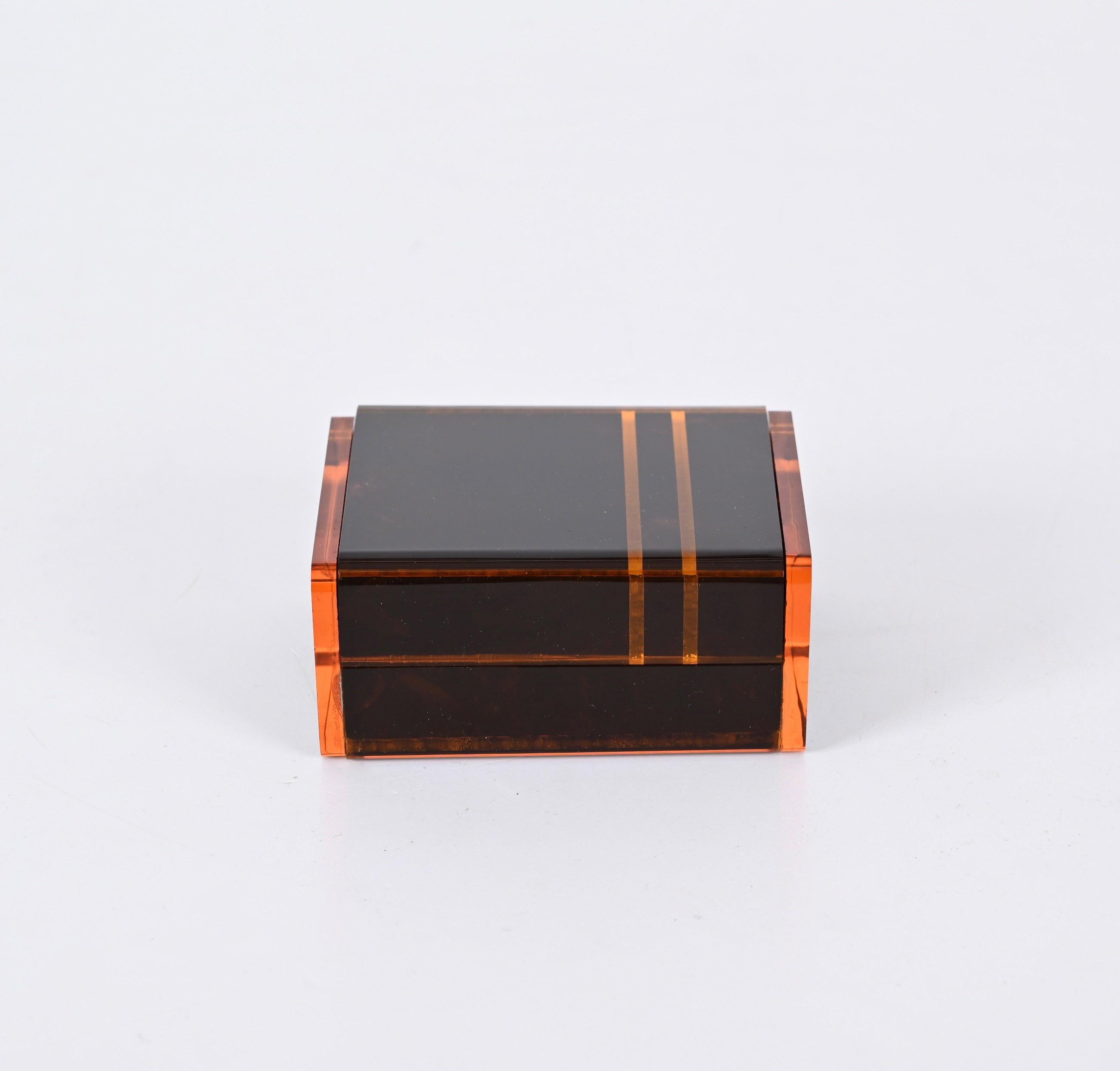 Christian Dior Midcentury French Lucite Jewelry Box with Tortoise Effect, 1970s In Good Condition In Roma, IT