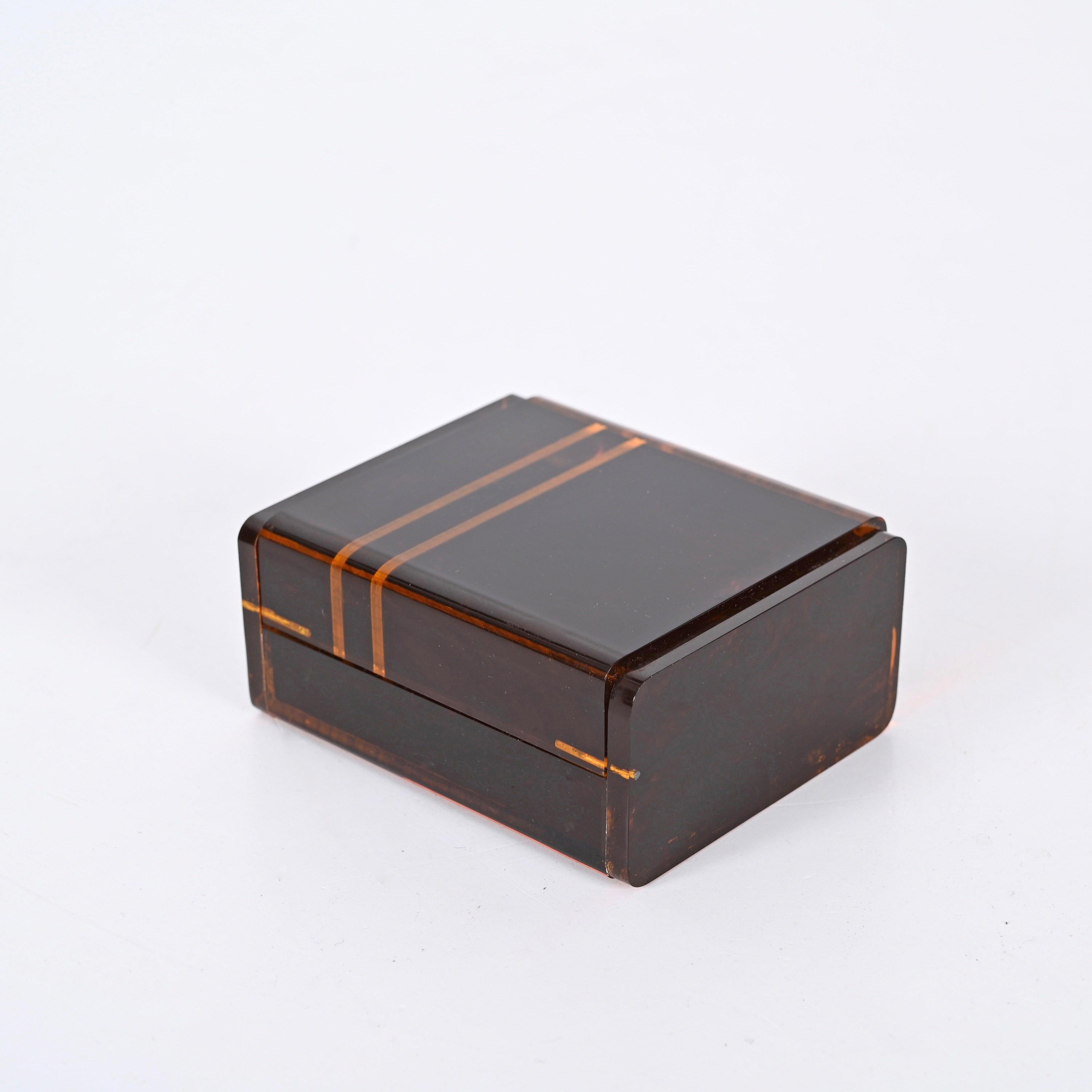 Mid-Century Modern Christian Dior Midcentury French Lucite Jewelry Box with Tortoise Effect, 1970s
