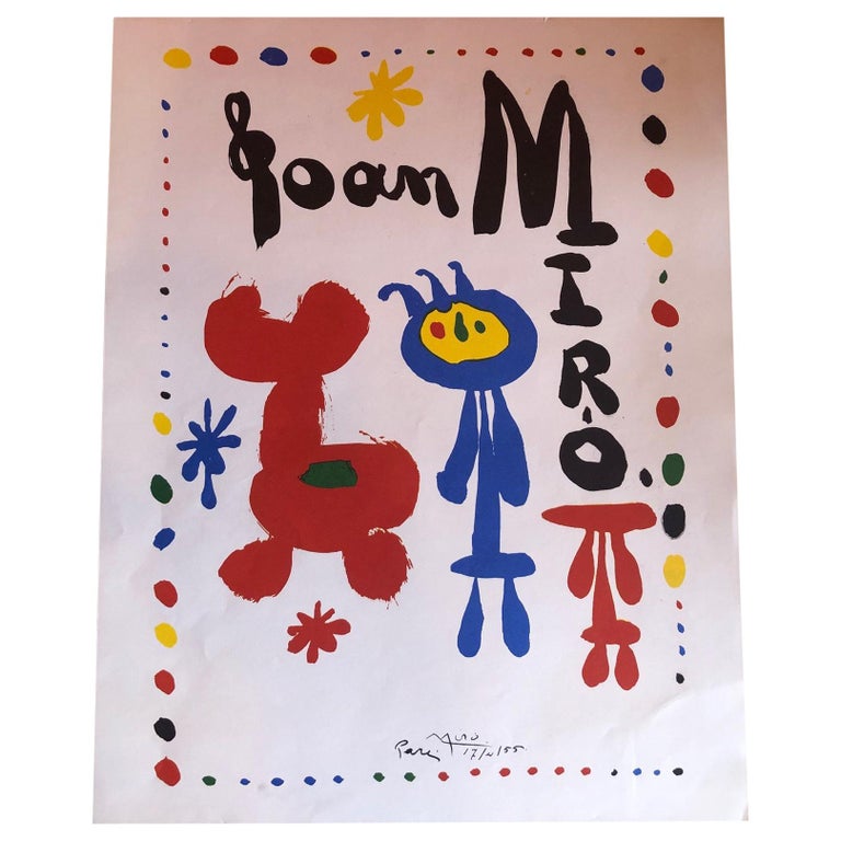 Midcentury Joan Miro Lithograph Art Poster For Sale
