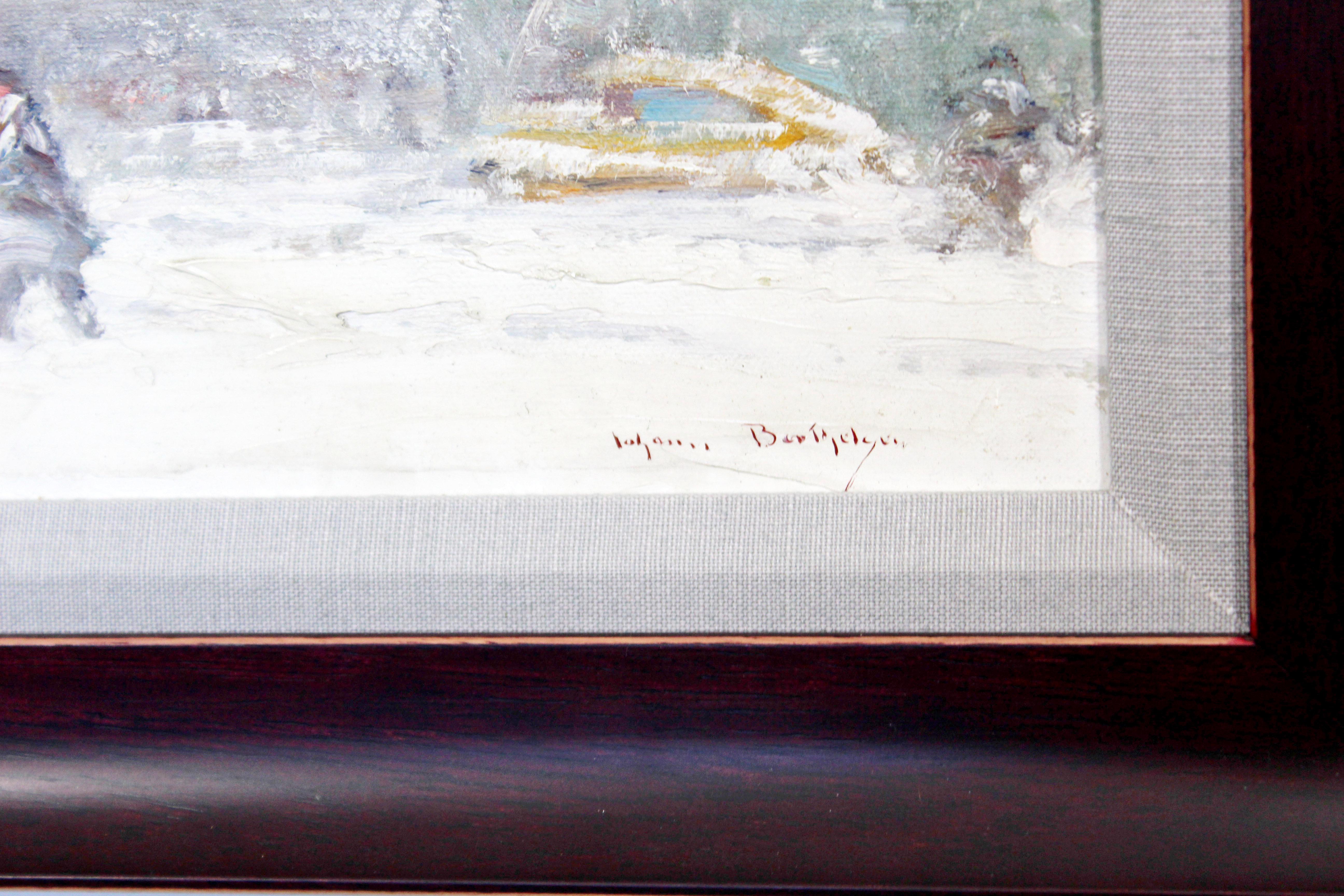 Midcentury Johann Berthelsen Framed Signed Impressionist Painting on Board In Good Condition In Keego Harbor, MI