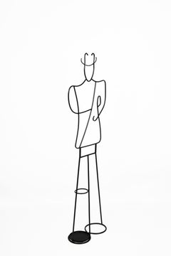 Midcentury John Risley Lacquered Iron Man-shaped Floor Coat Rack, 1960s