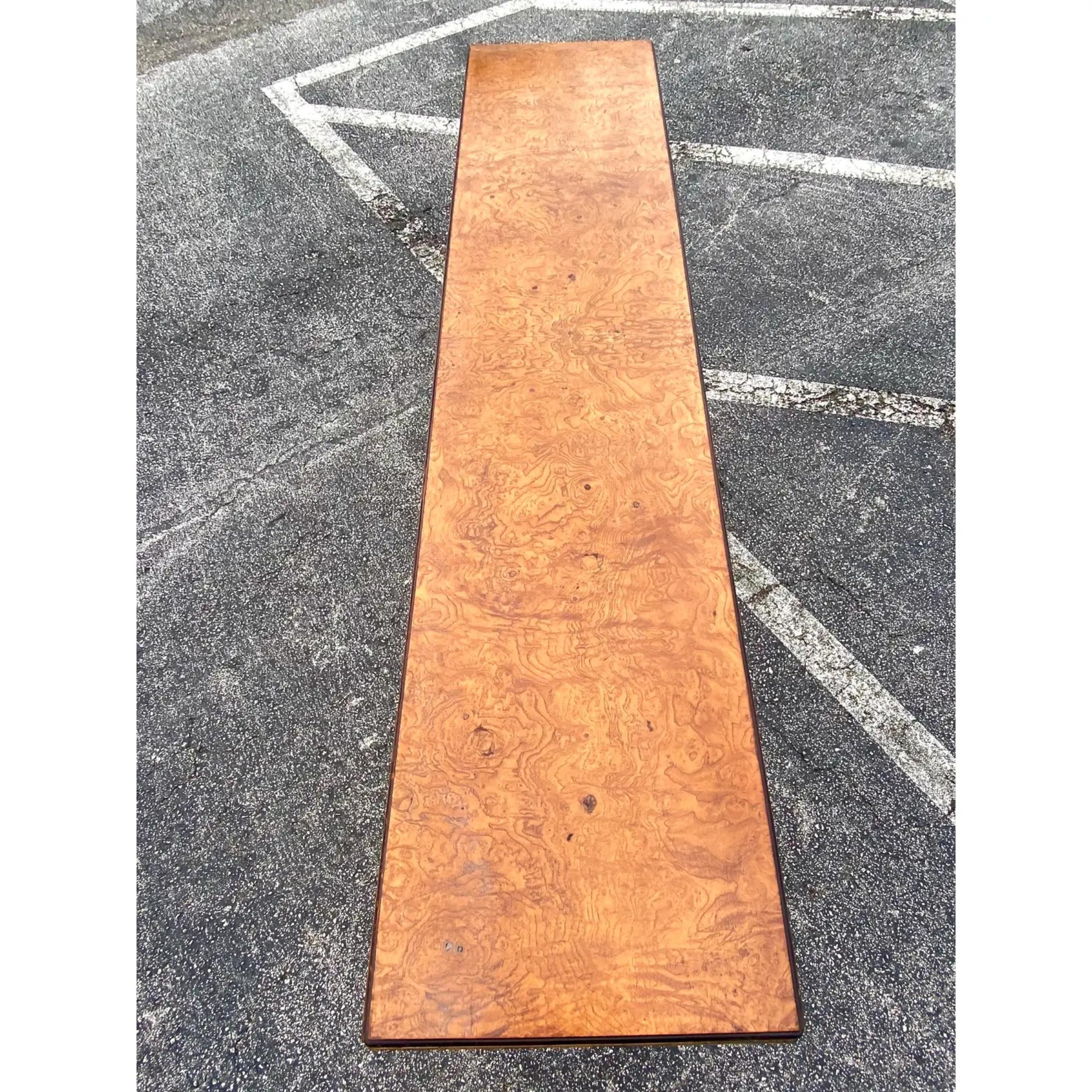 burl wood console table