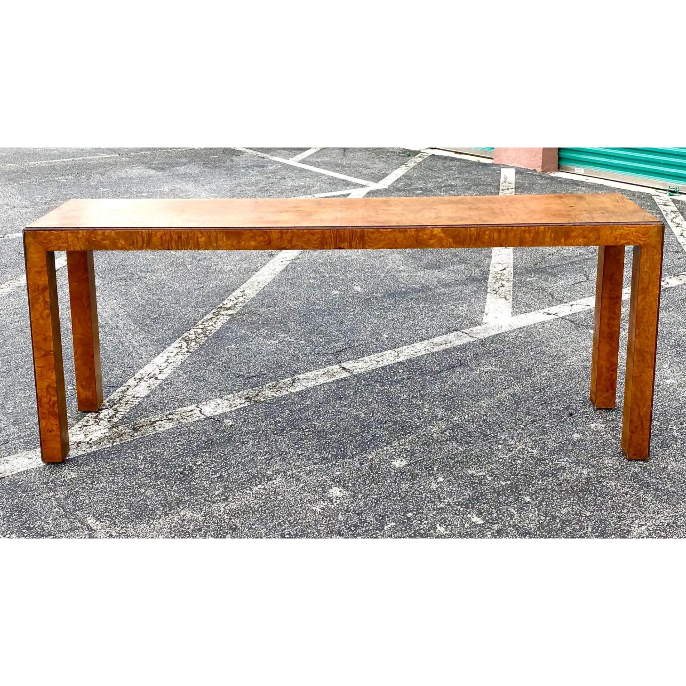 American Midcentury John Widdicomb Burl Wood Console