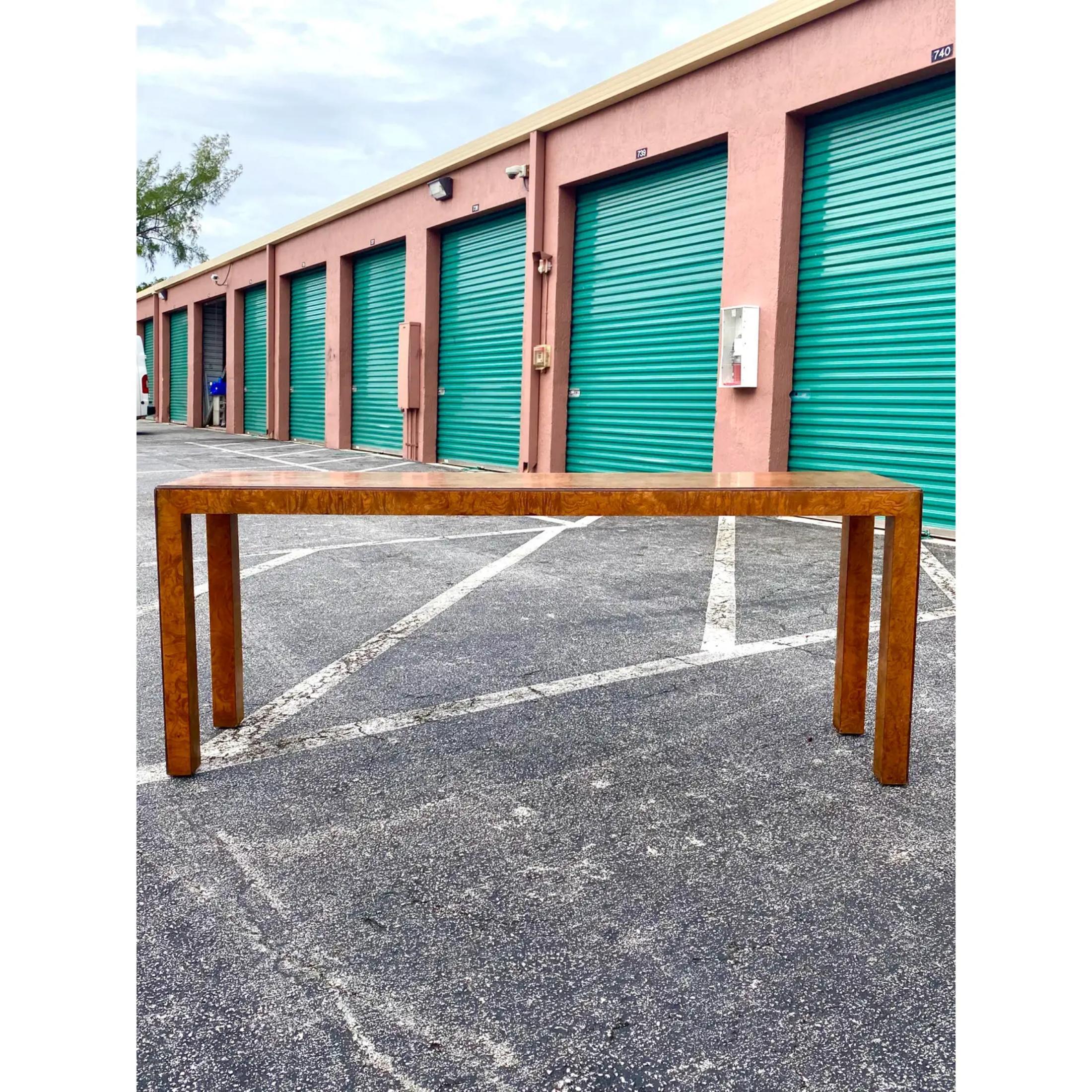 Midcentury John Widdicomb Burl Wood Console In Good Condition In West Palm Beach, FL