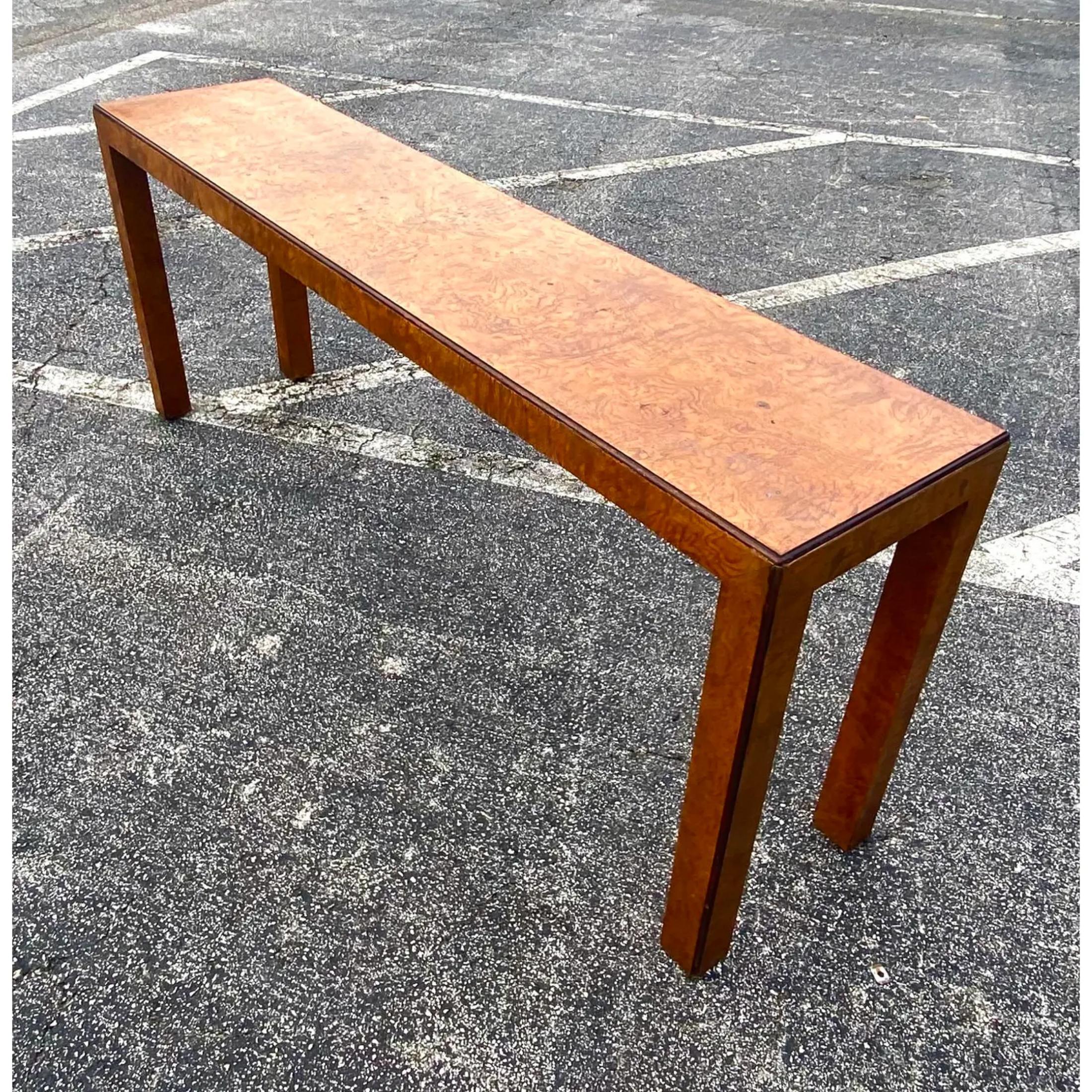 20th Century Midcentury John Widdicomb Burl Wood Console