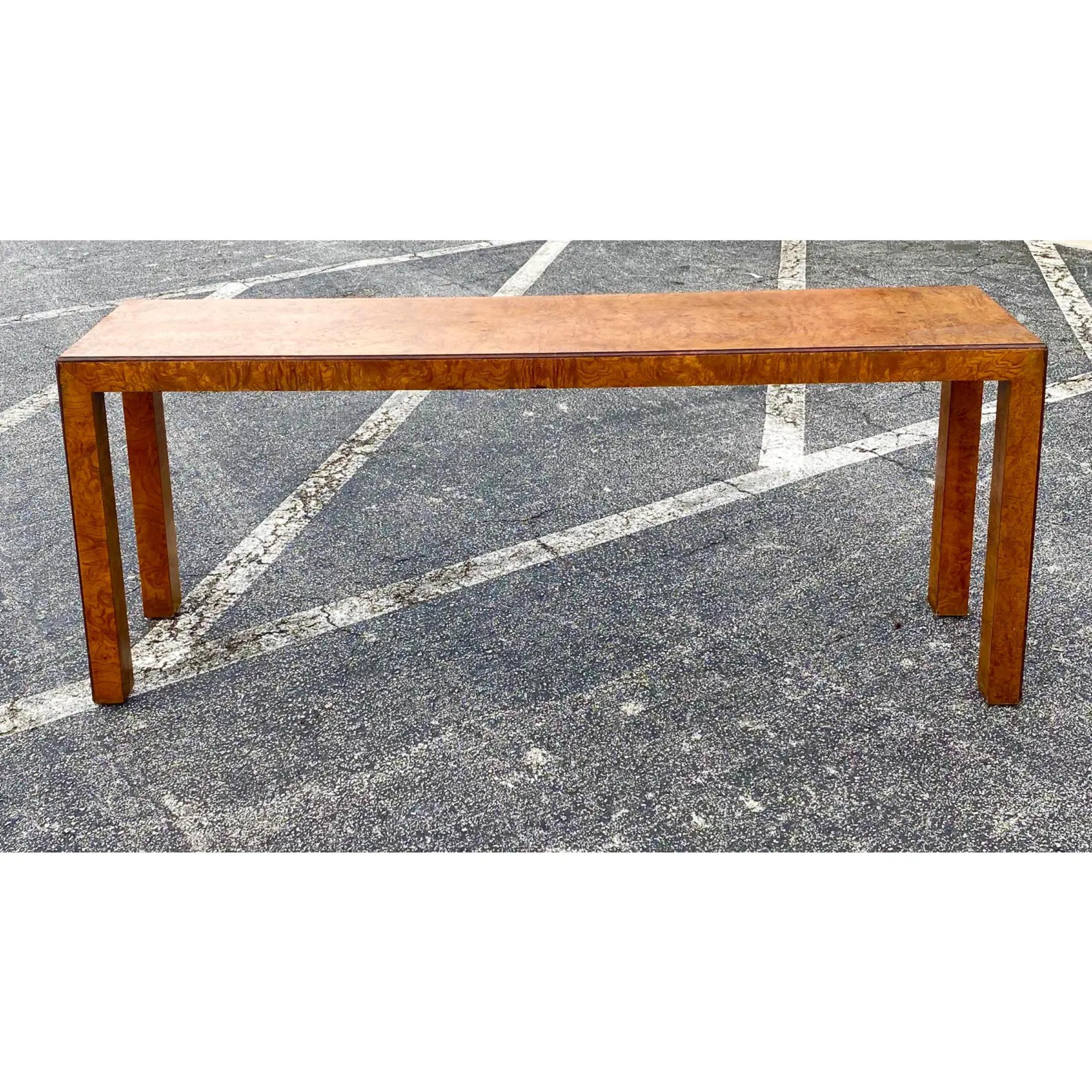 Midcentury John Widdicomb Burl Wood Console 1