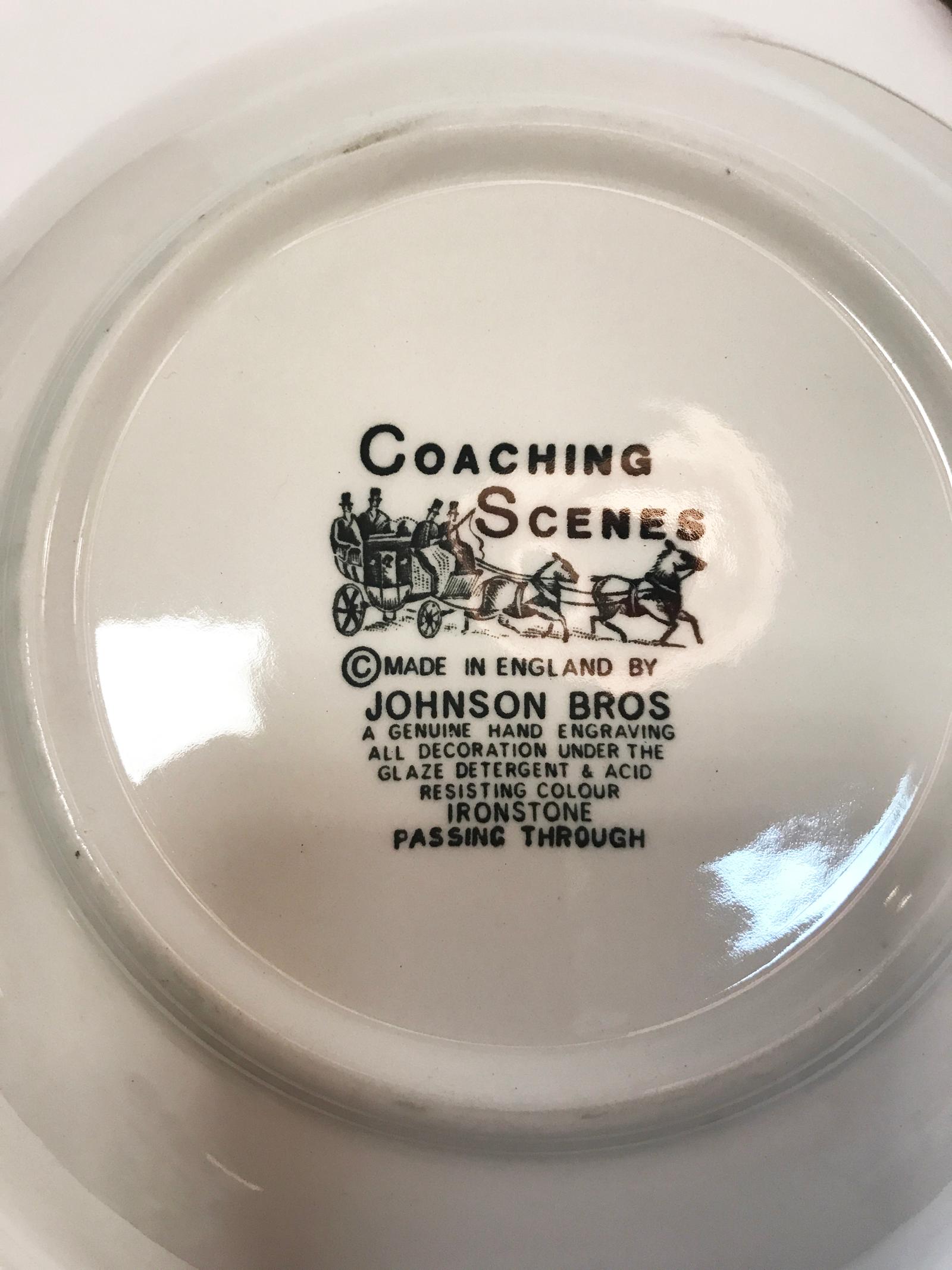 Midcentury Johnson Bros Coaching Scenes China, Made in England For Sale 9