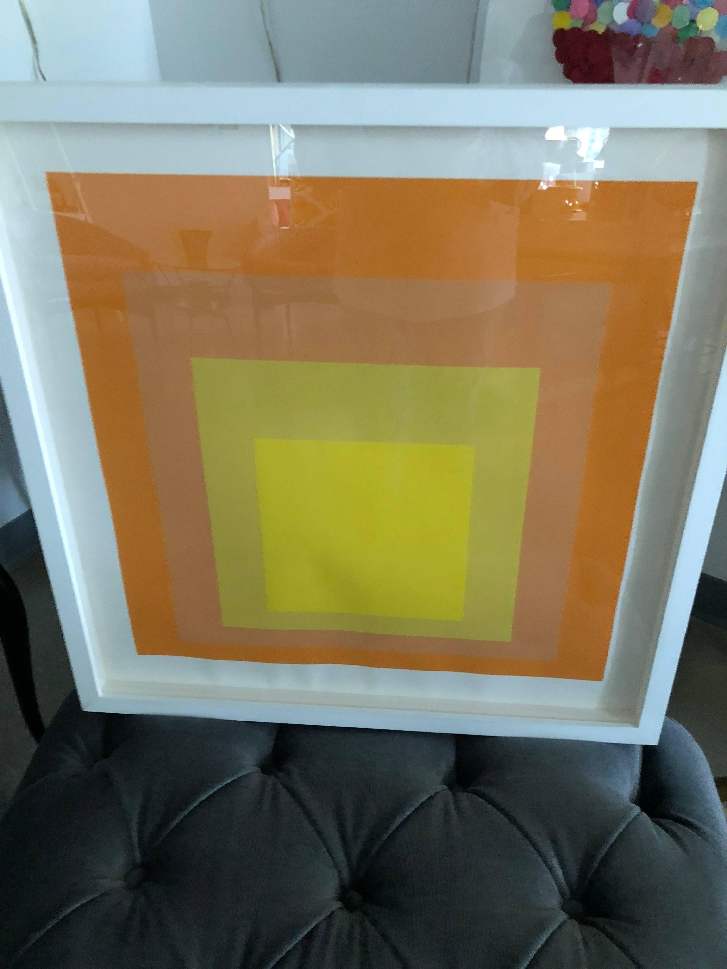Midcentury Josef Albers Silkscreen Interaction of Color, Homage to the Square In Good Condition For Sale In Houston, TX