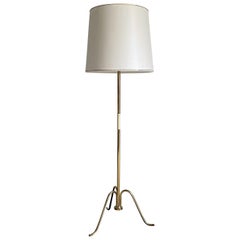 Midcentury J.T. Kalmar Attributed Brass Tripod Floor Lamp, 1950s, Austria