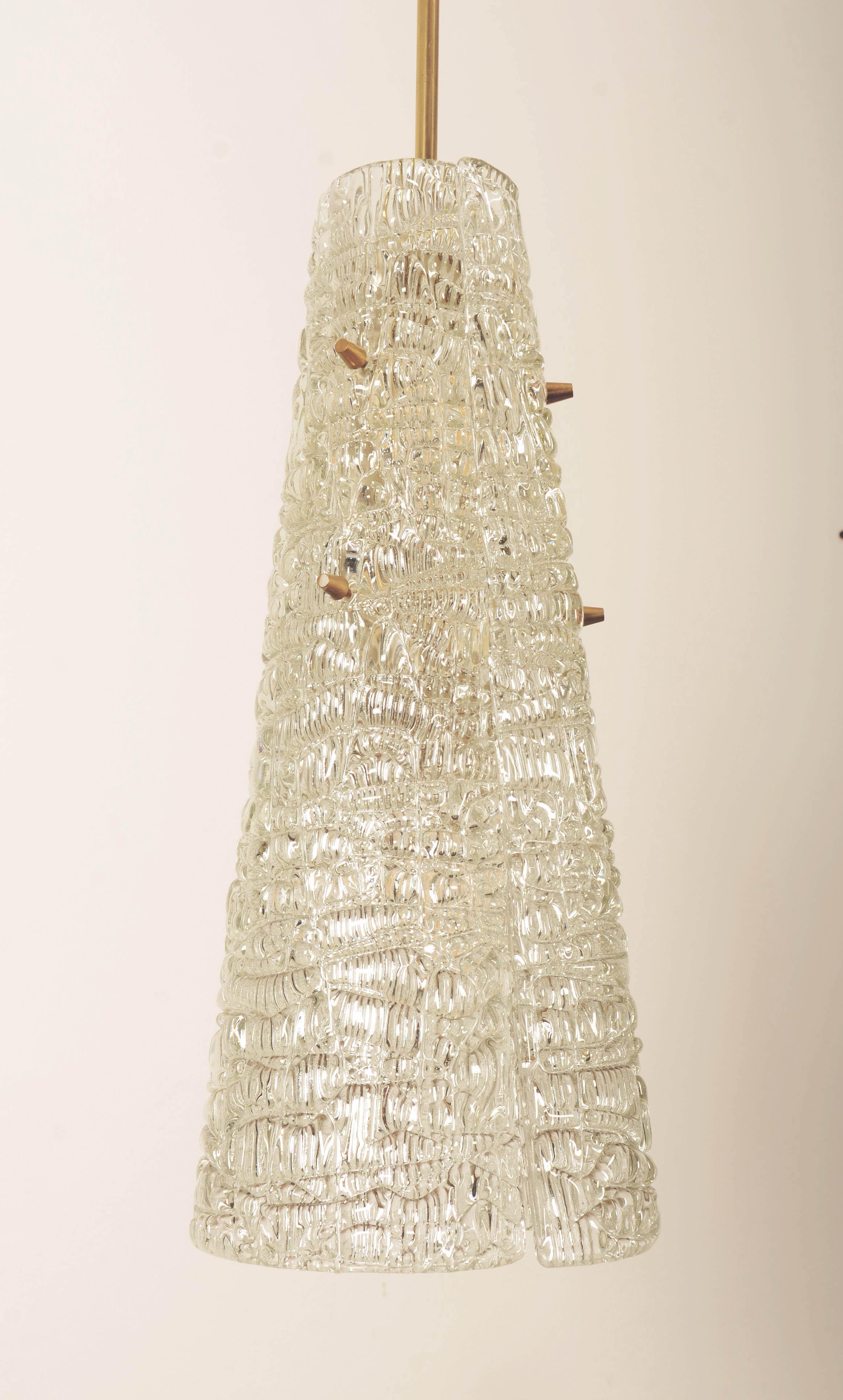Midcentury J.T. Kalmar Crystal Glass Pendant Lamp For Sale 3