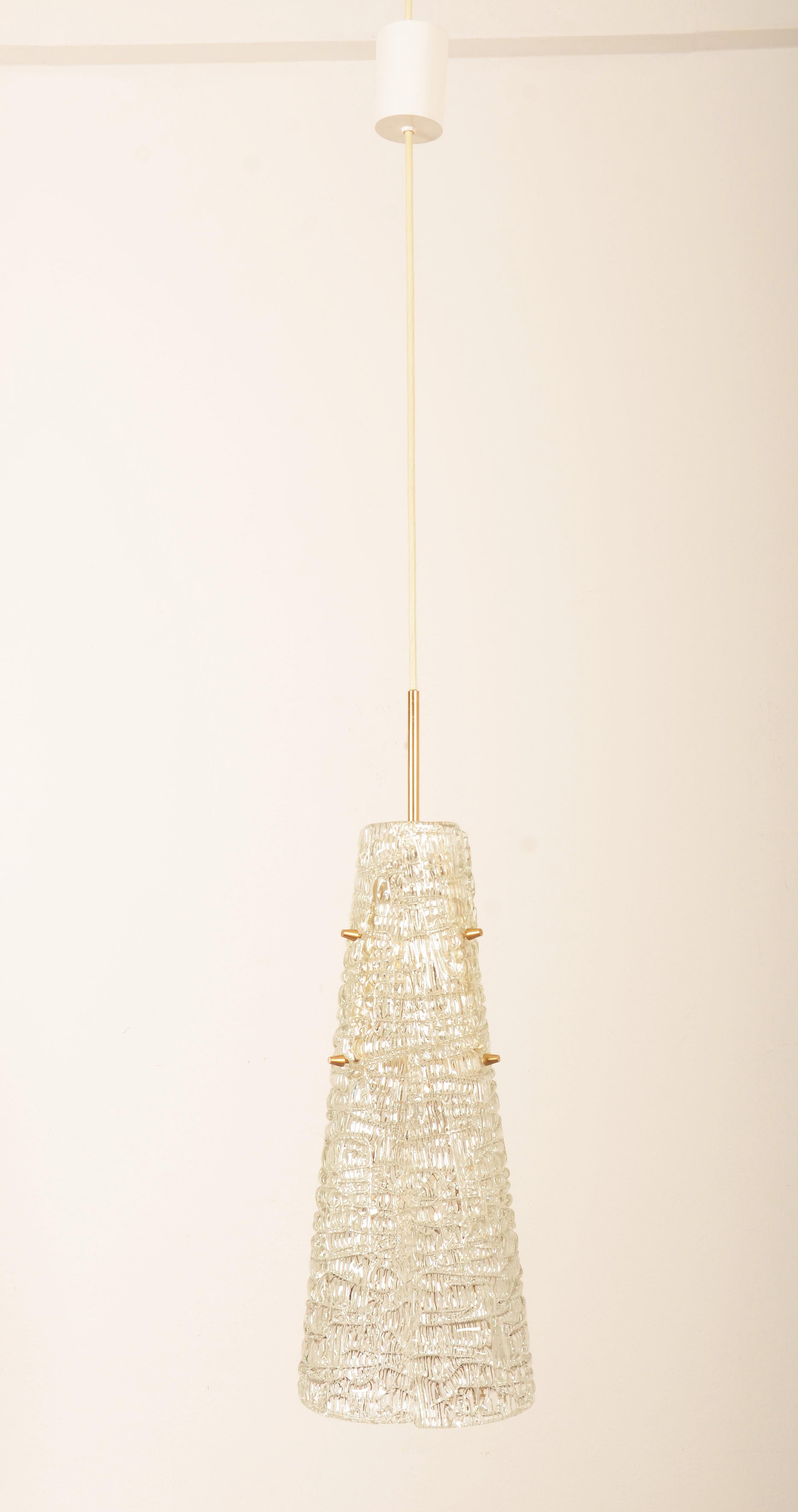 Midcentury J.T. Kalmar Crystal Glass Pendant Lamp For Sale 4