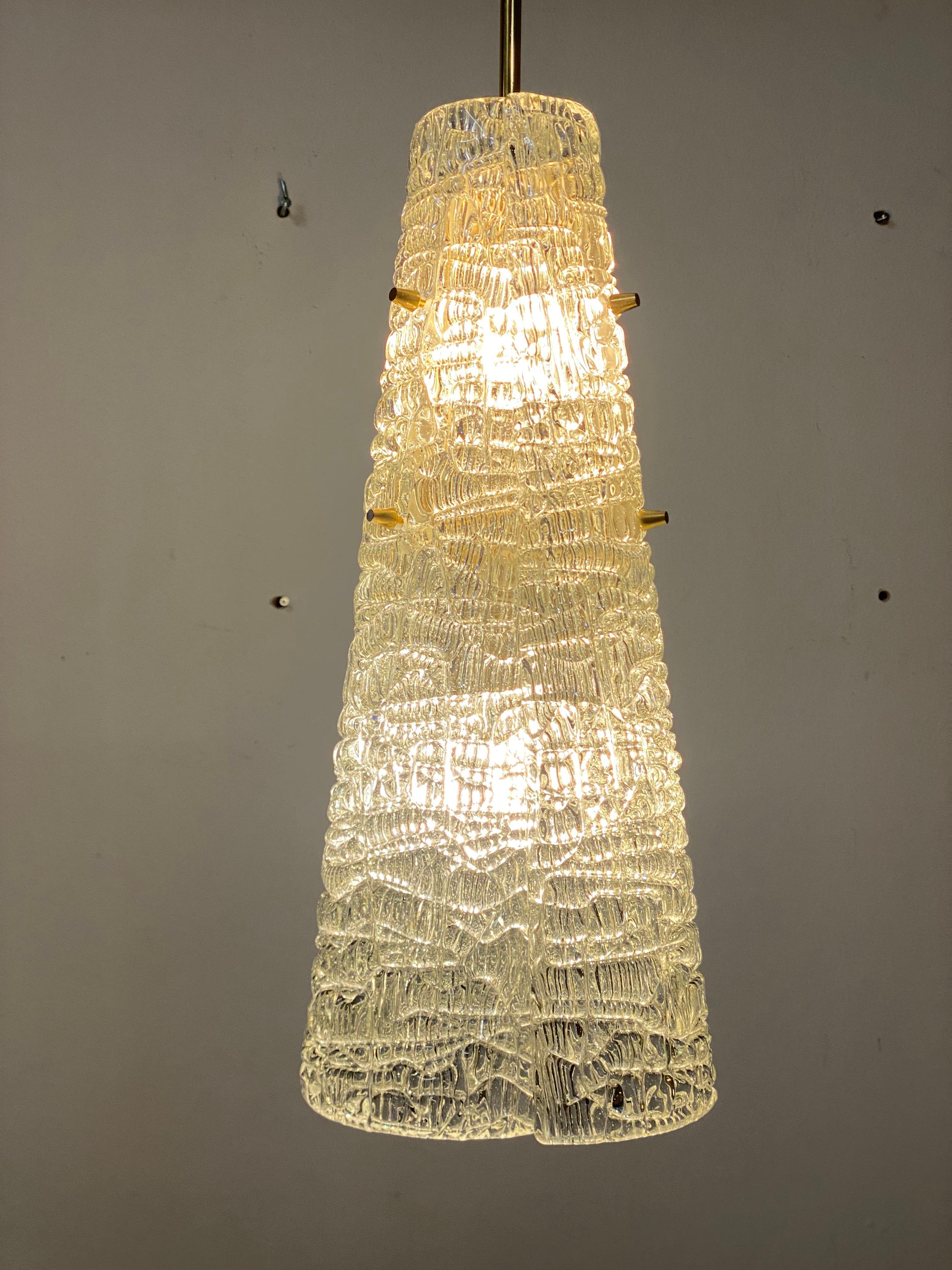 Midcentury J.T. Kalmar Crystal Glass Pendant Lamp For Sale 7