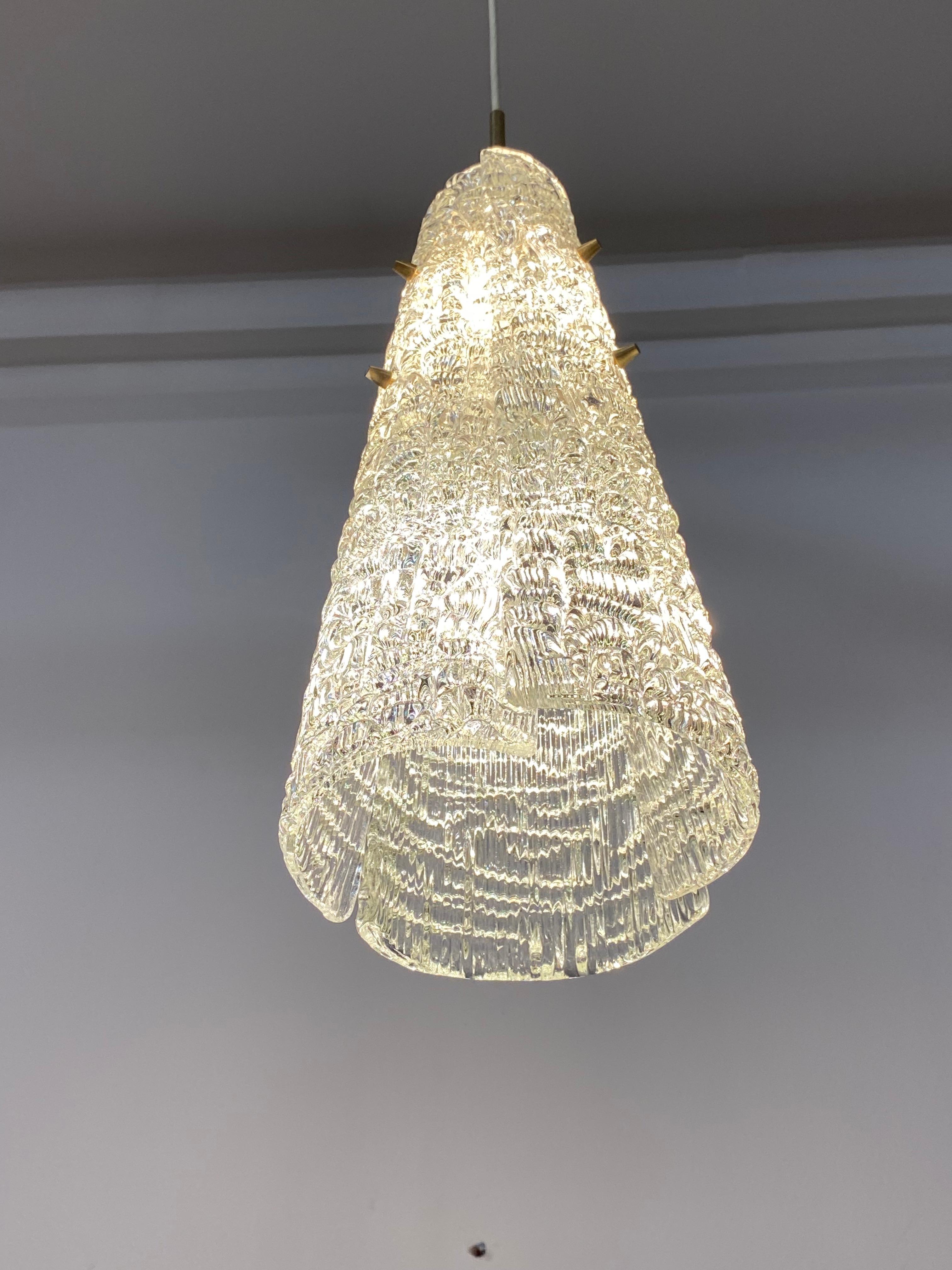 Midcentury J.T. Kalmar Crystal Glass Pendant Lamp For Sale 8