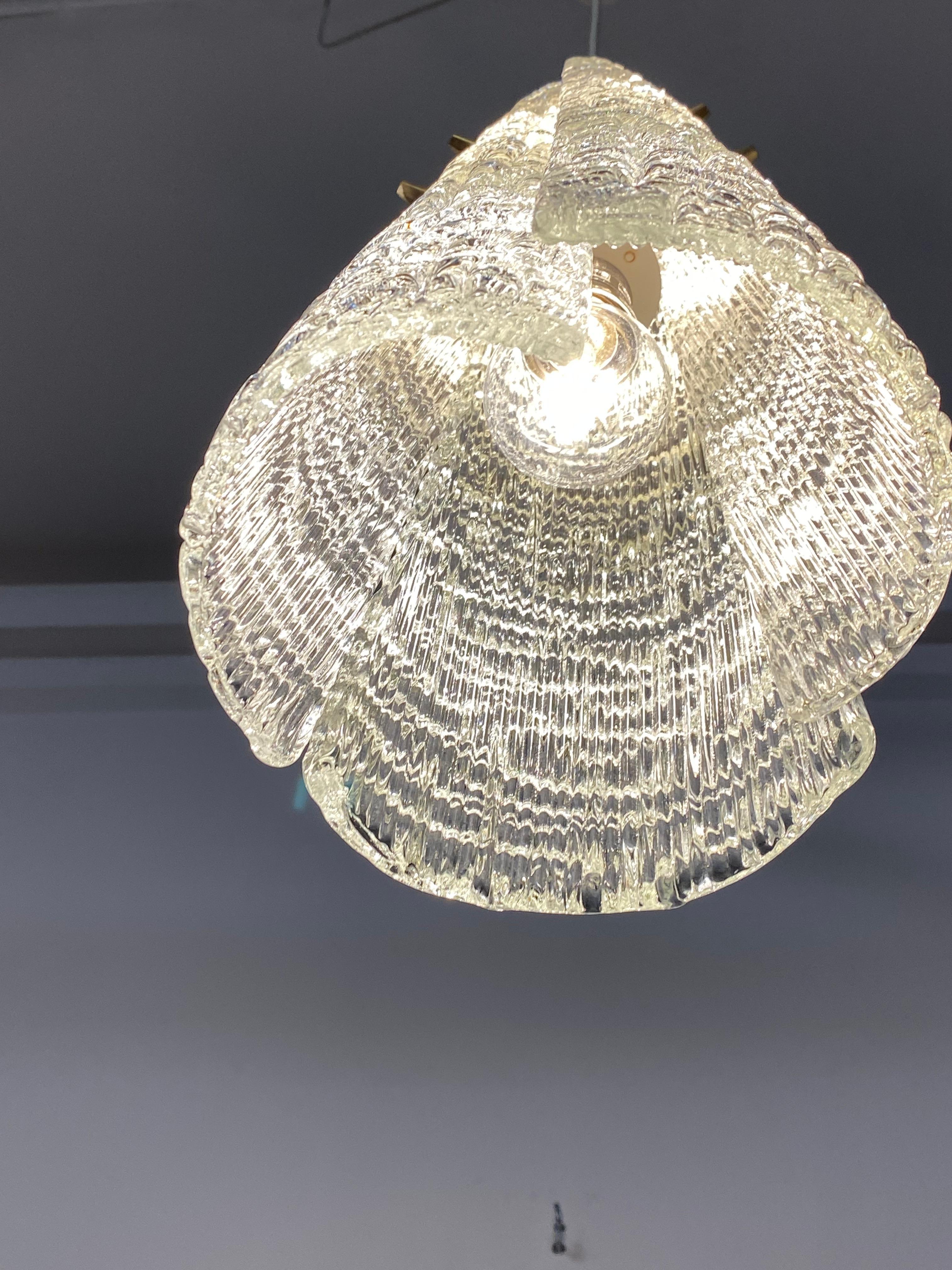 Midcentury J.T. Kalmar Crystal Glass Pendant Lamp For Sale 9