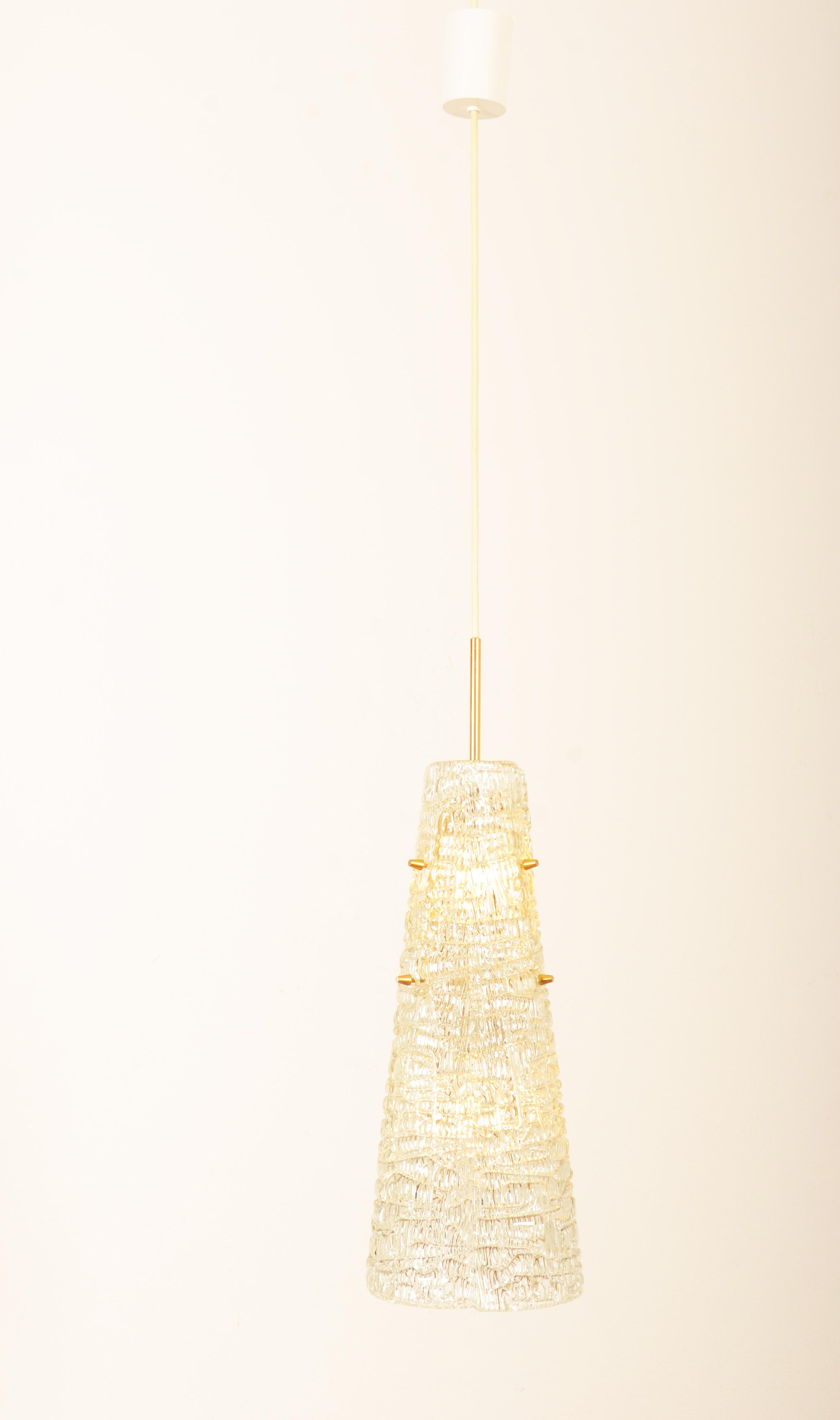 Mid-Century Modern Midcentury J.T. Kalmar Crystal Glass Pendant Lamp For Sale