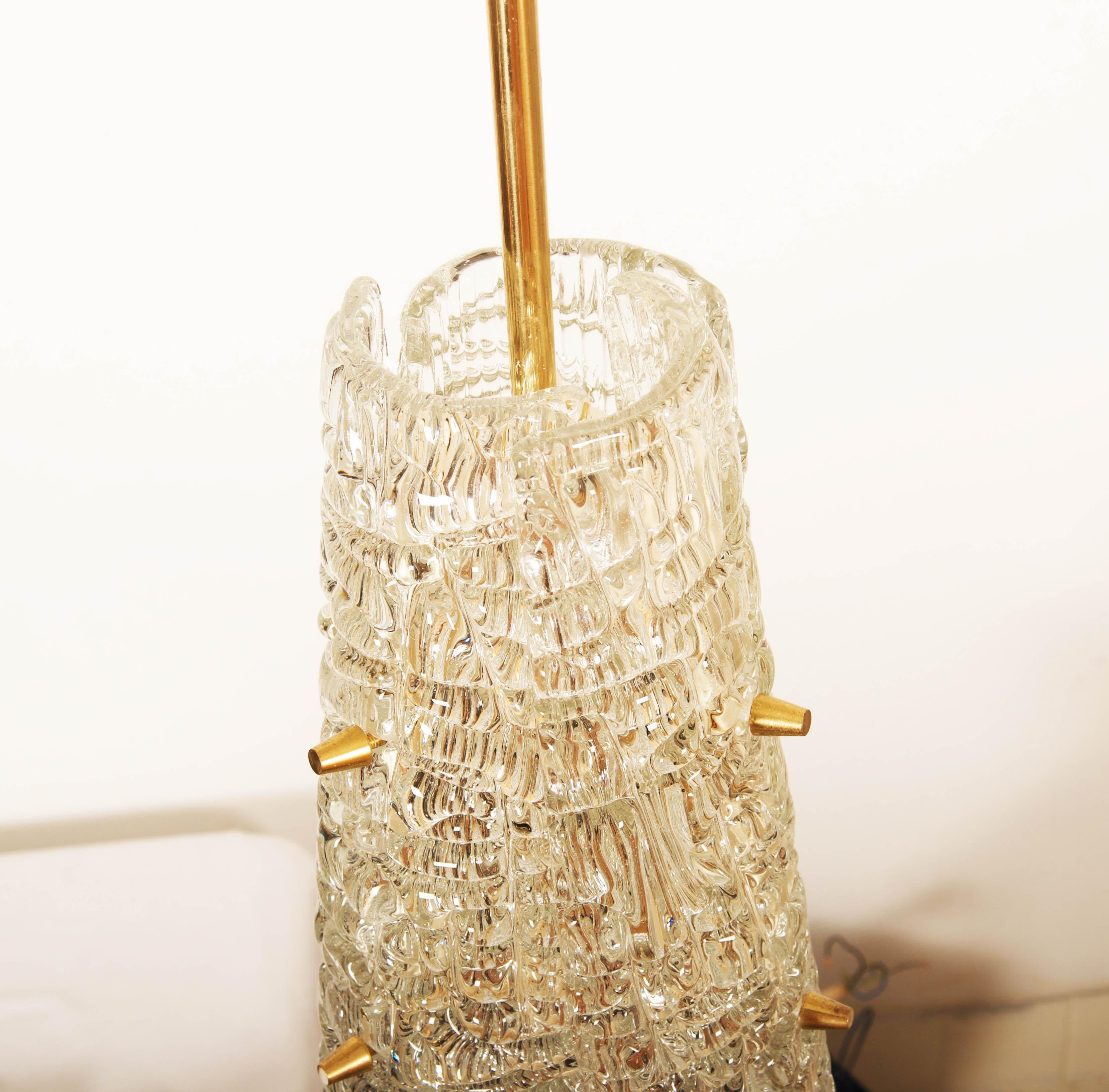 Midcentury J.T. Kalmar Crystal Glass Pendant Lamp For Sale 1