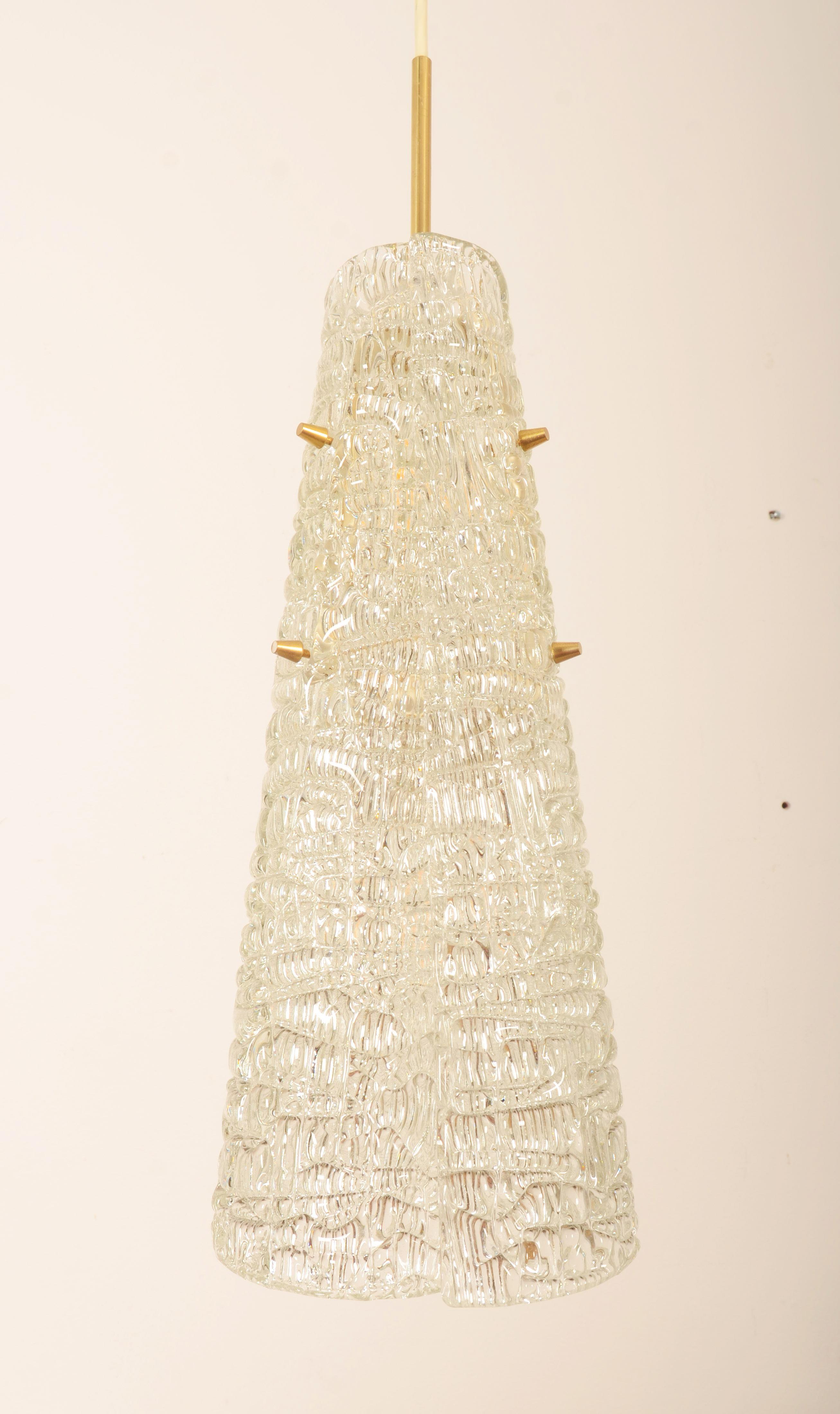 Midcentury J.T. Kalmar Crystal Glass Pendant Lamp For Sale 2