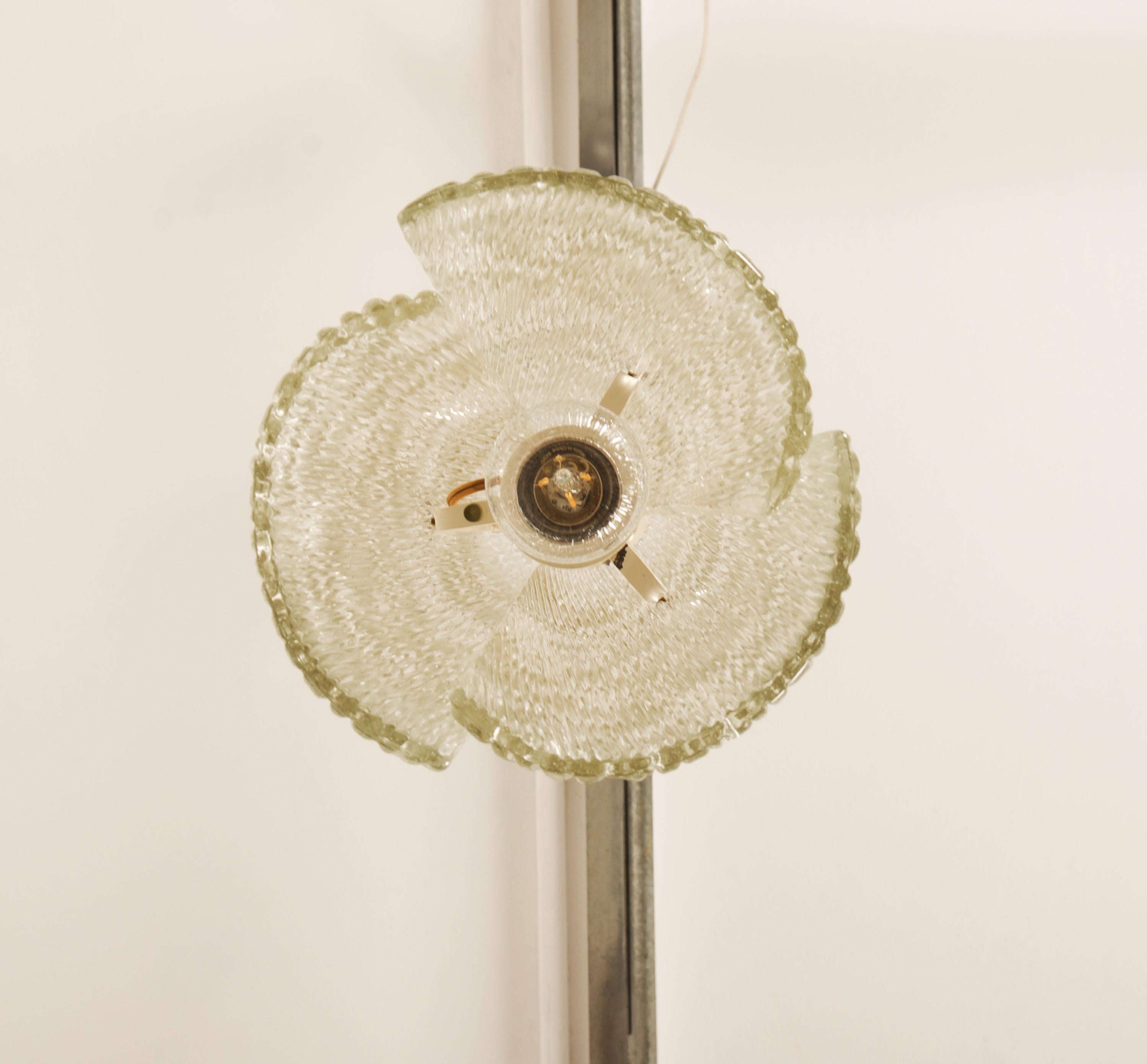 Midcentury J.T. Kalmar Crystal Structured Glass Pendant Lamp For Sale 2