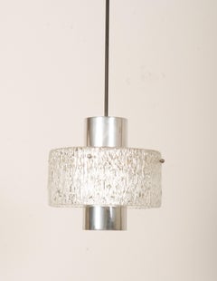 Midcentury J.T. Kalmar Structured Glass Pendant Lamp