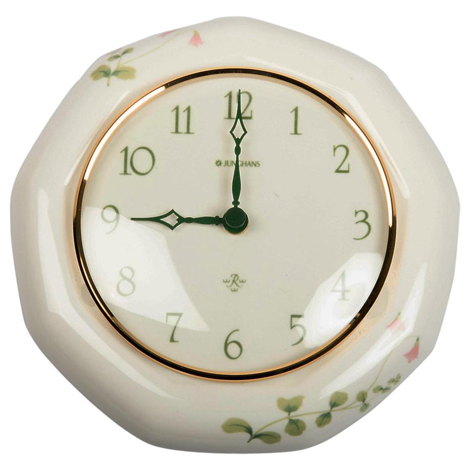 Midcentury Junghans Porcelain Wall Clock by Rorstrand