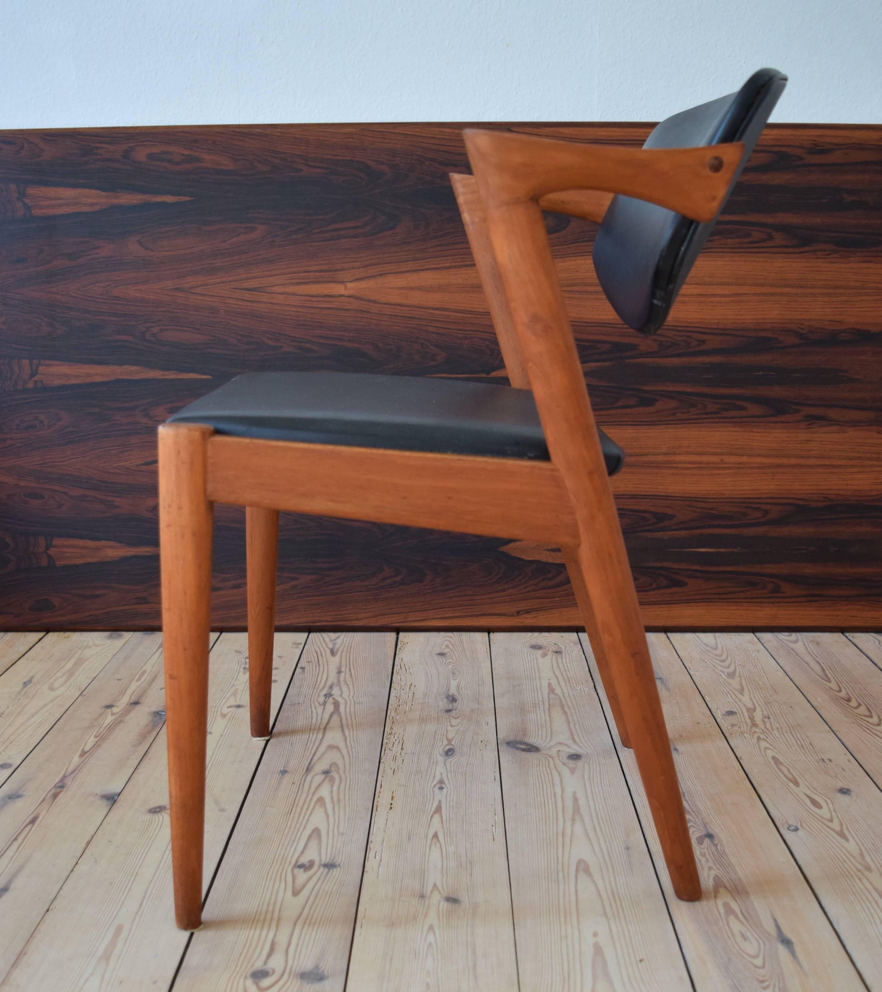 Midcentury Kai Kristiansen Model 42 Teak Dining Chair For Sale 3