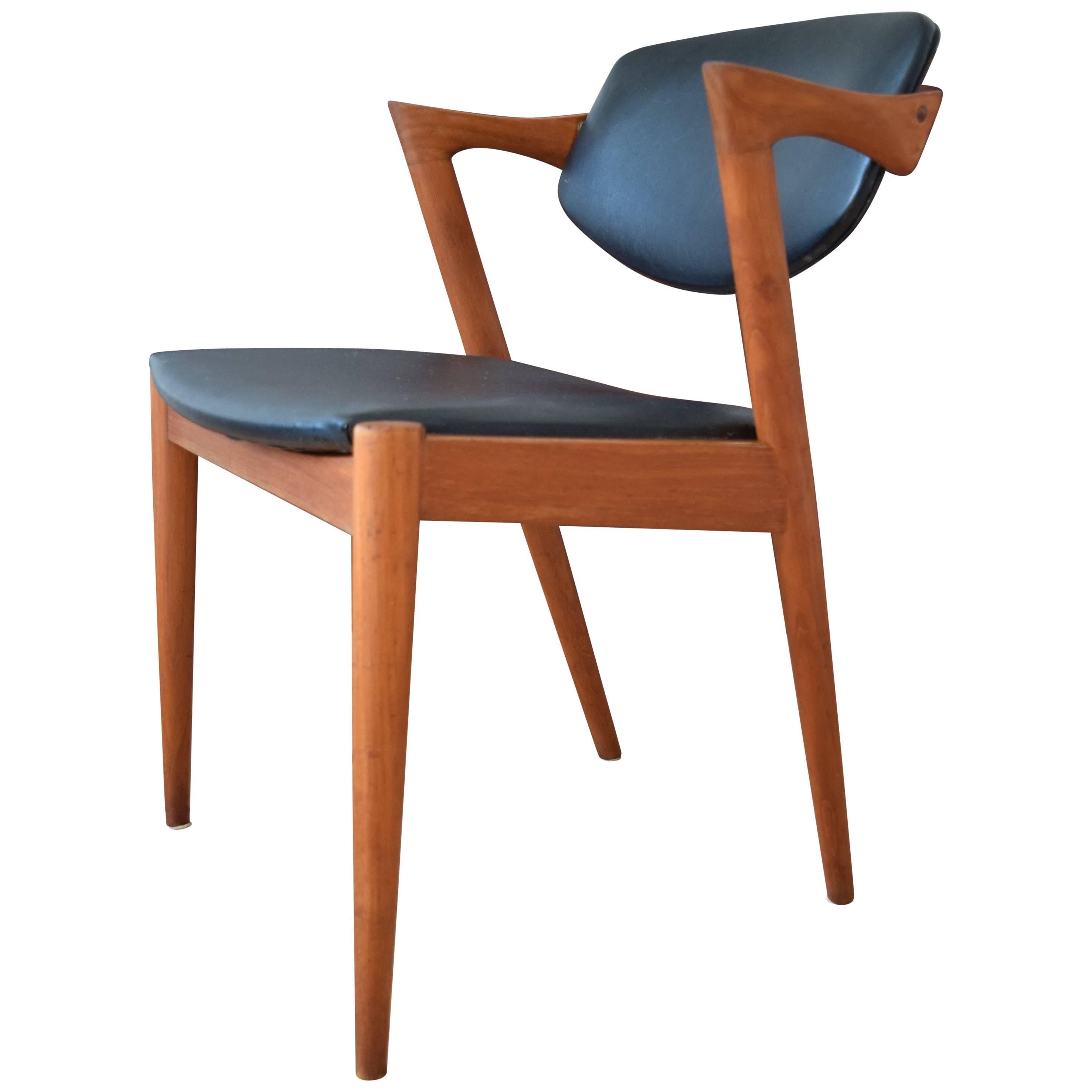 Midcentury Kai Kristiansen Model 42 Teak Dining Chair For Sale