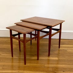 Midcentury Kai Kristiansen Teak Nesting Tables Set of 3