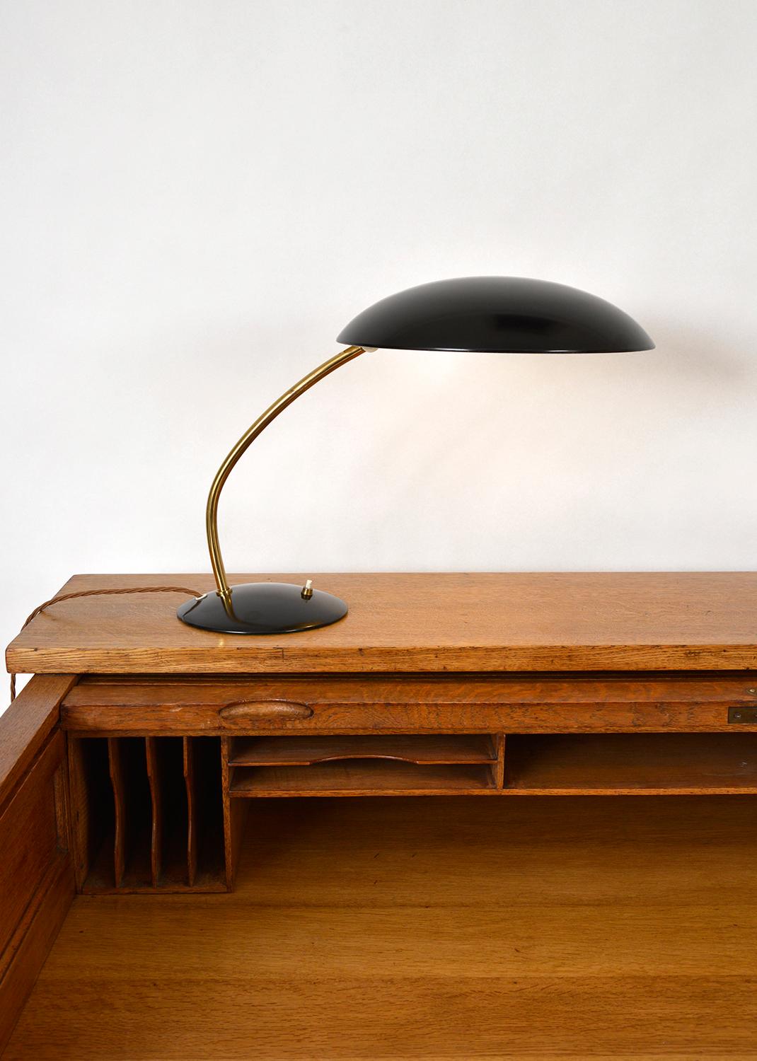 Allemand Lampe de bureau à pampilles Kaiser Idell par Christian Dell, modèle 6782, Allemagne, années 1950 en vente
