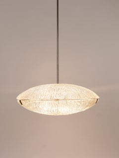 Midcentury Kalmar Discus Textured Glass & Nickel Chandelier, Austria, 1950s