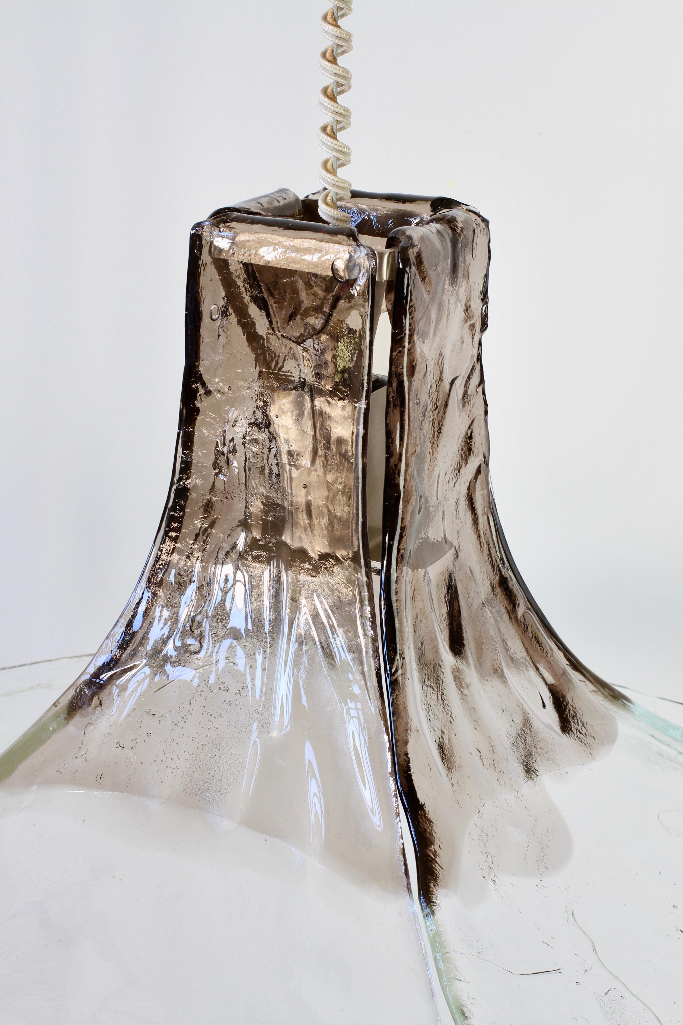 Midcentury Kalmar 'Flower' Petal Mazzega Murano Glass Pendant Light, 1970s 2
