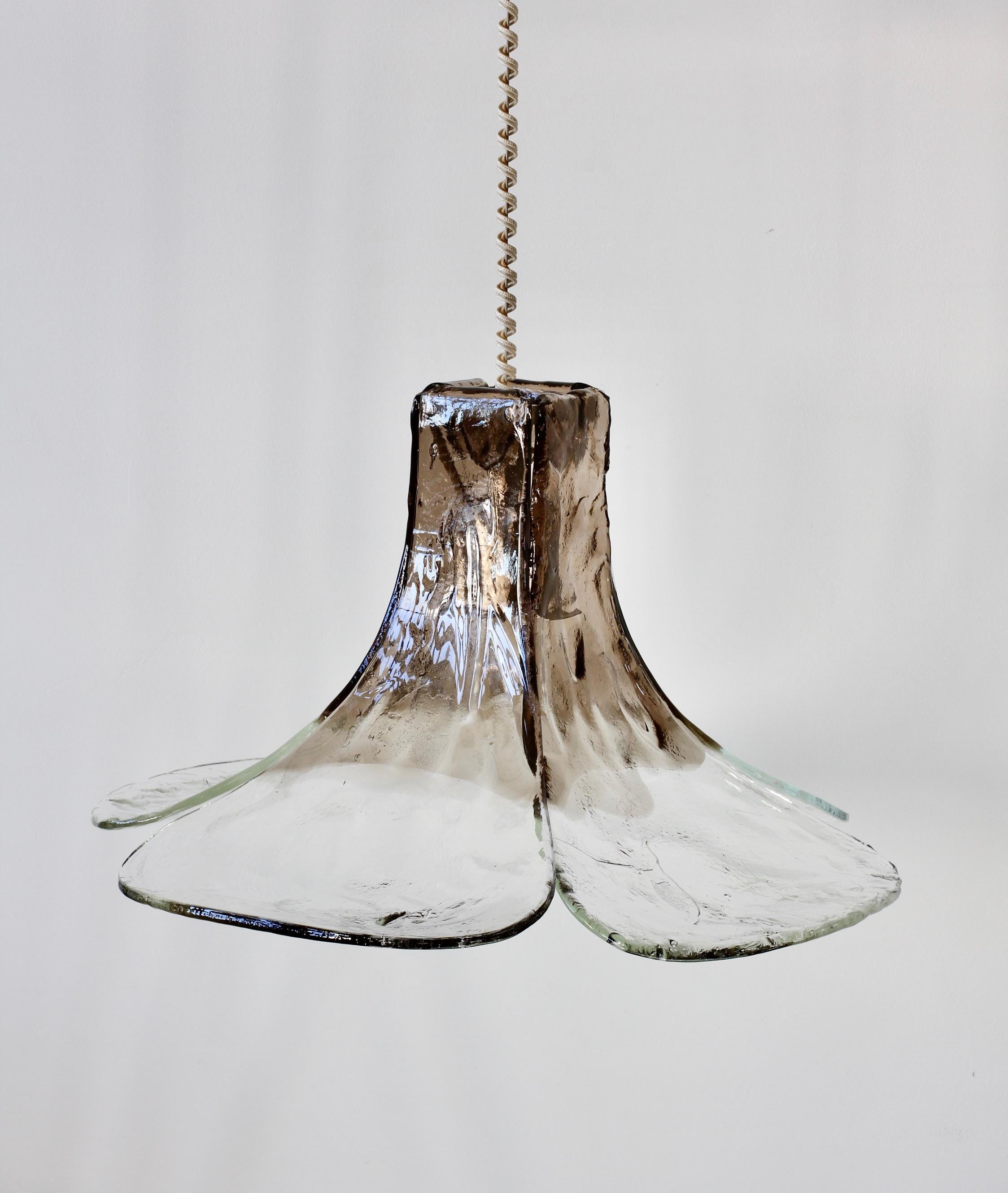 Mid-Century Modern Midcentury Kalmar 'Flower' Petal Mazzega Murano Glass Pendant Light, 1970s