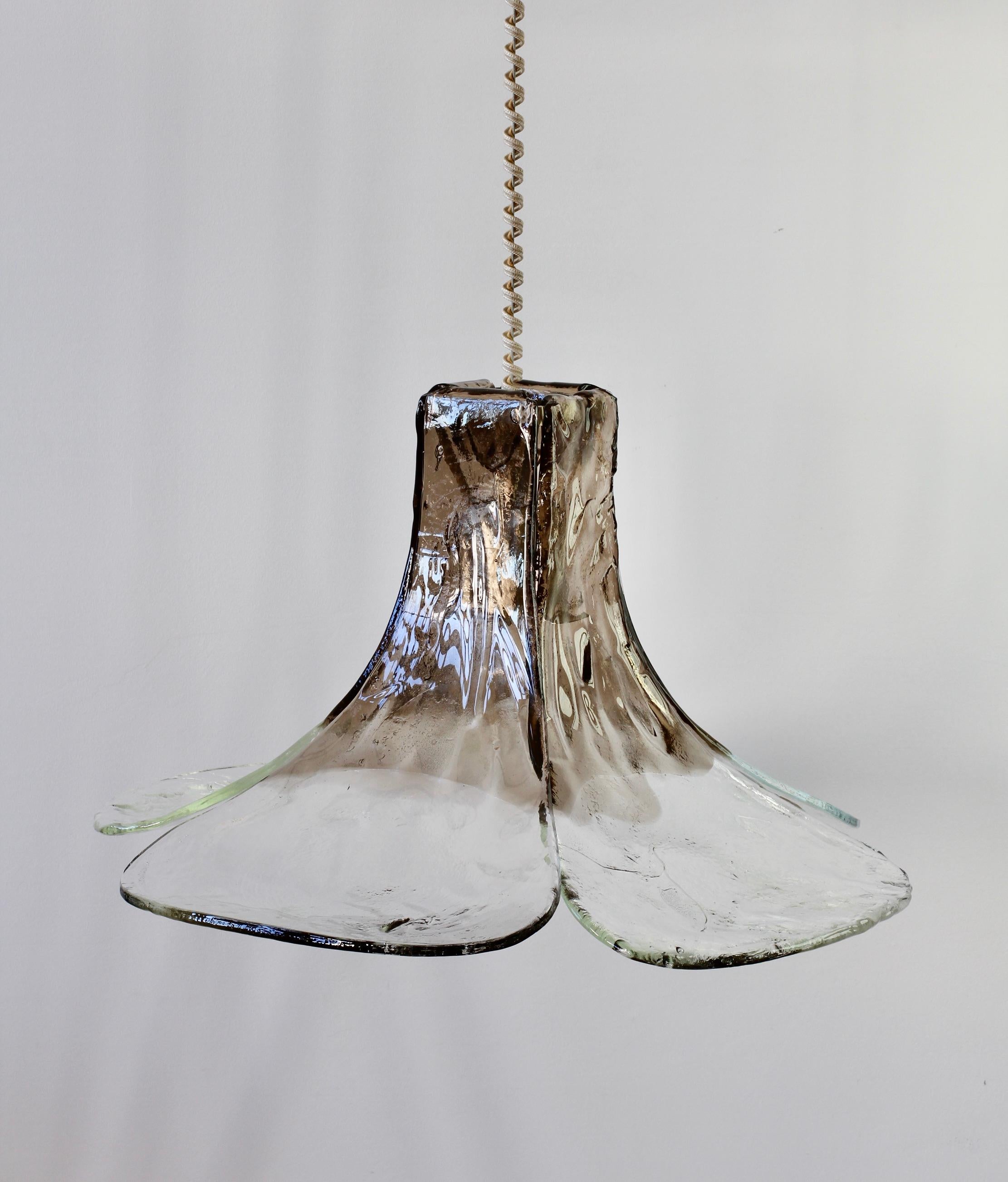 Austrian Midcentury Kalmar 'Flower' Petal Mazzega Murano Glass Pendant Light, 1970s