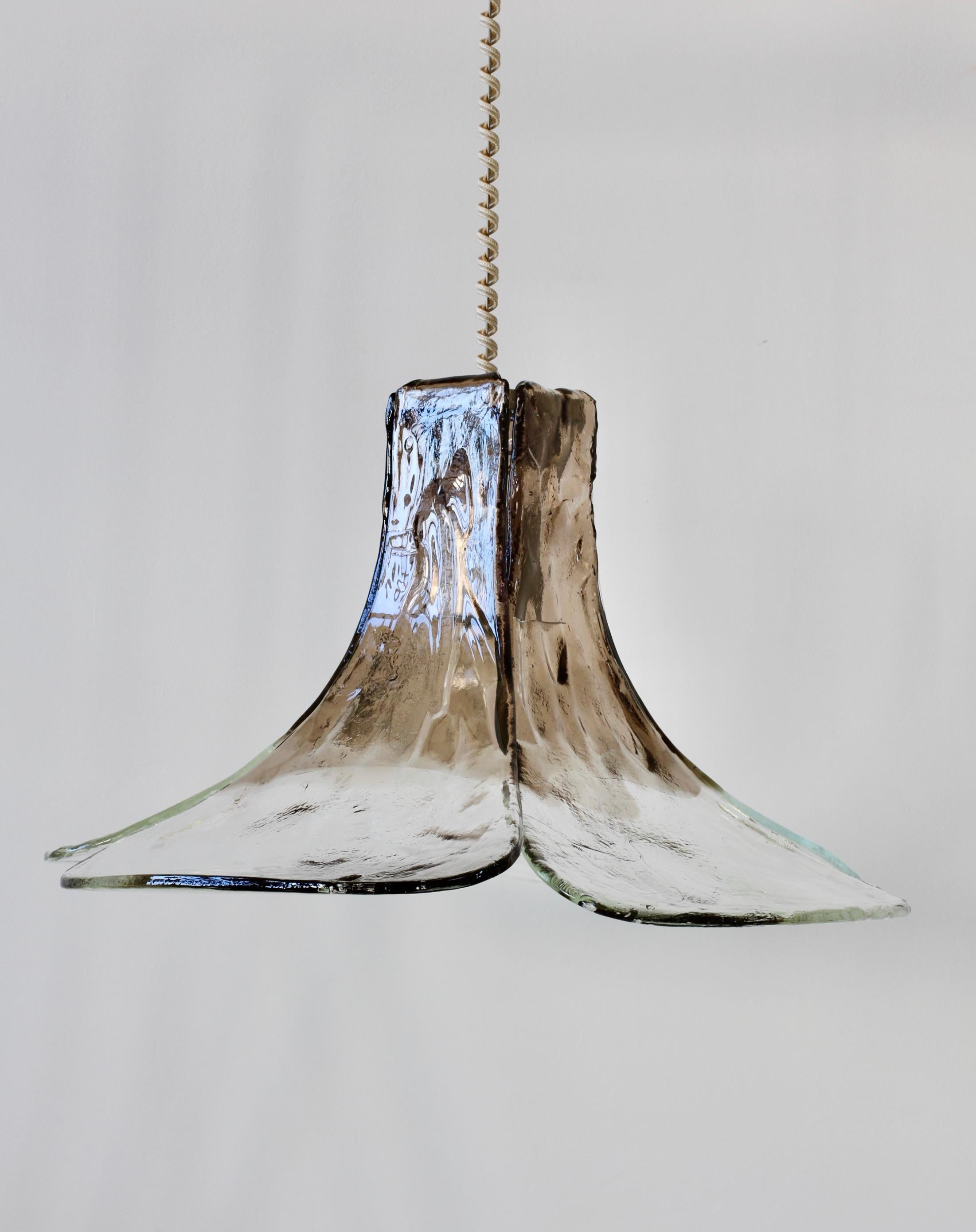 20th Century Midcentury Kalmar 'Flower' Petal Mazzega Murano Glass Pendant Light, 1970s