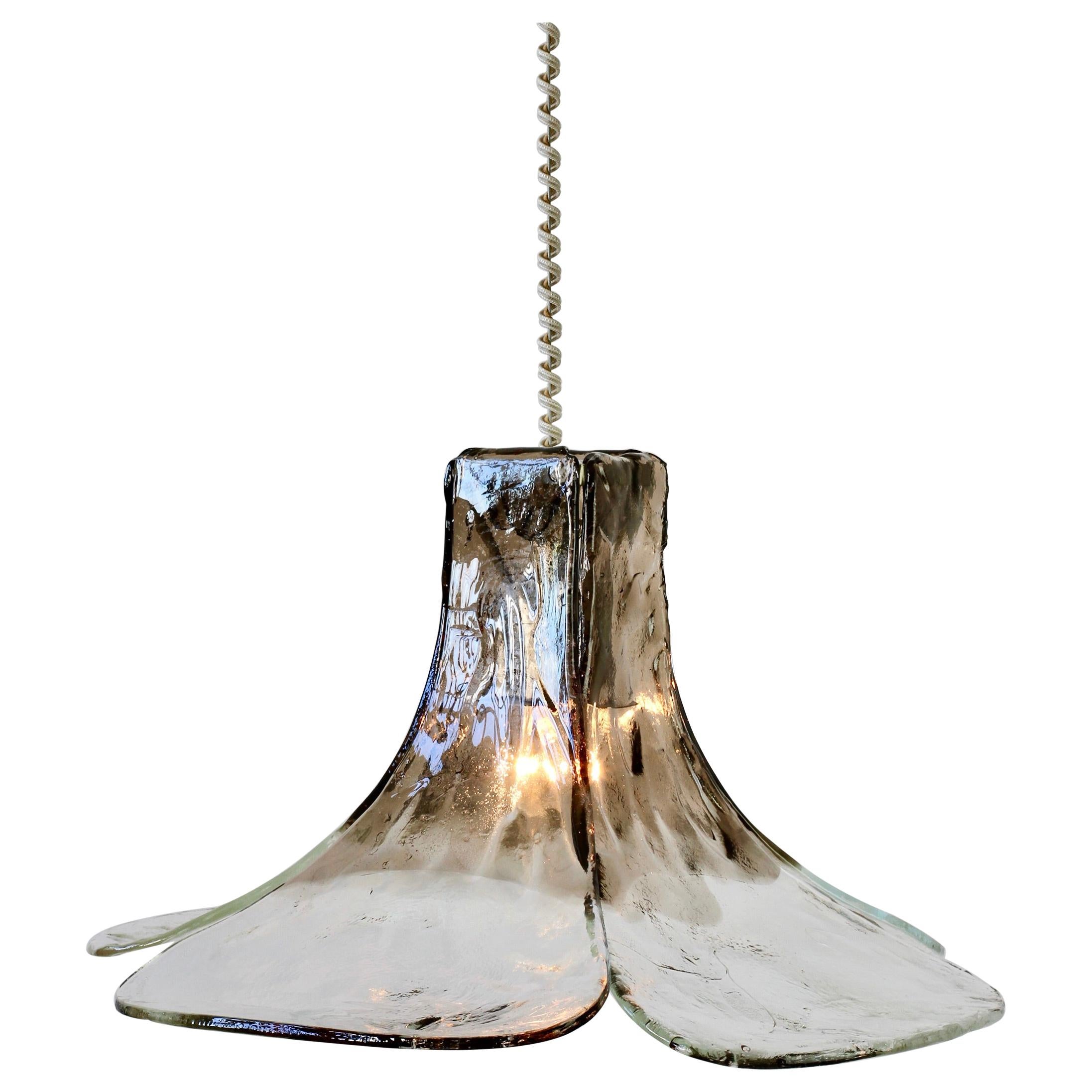 Midcentury Kalmar 'Flower' Petal Mazzega Murano Glass Pendant Light, 1970s