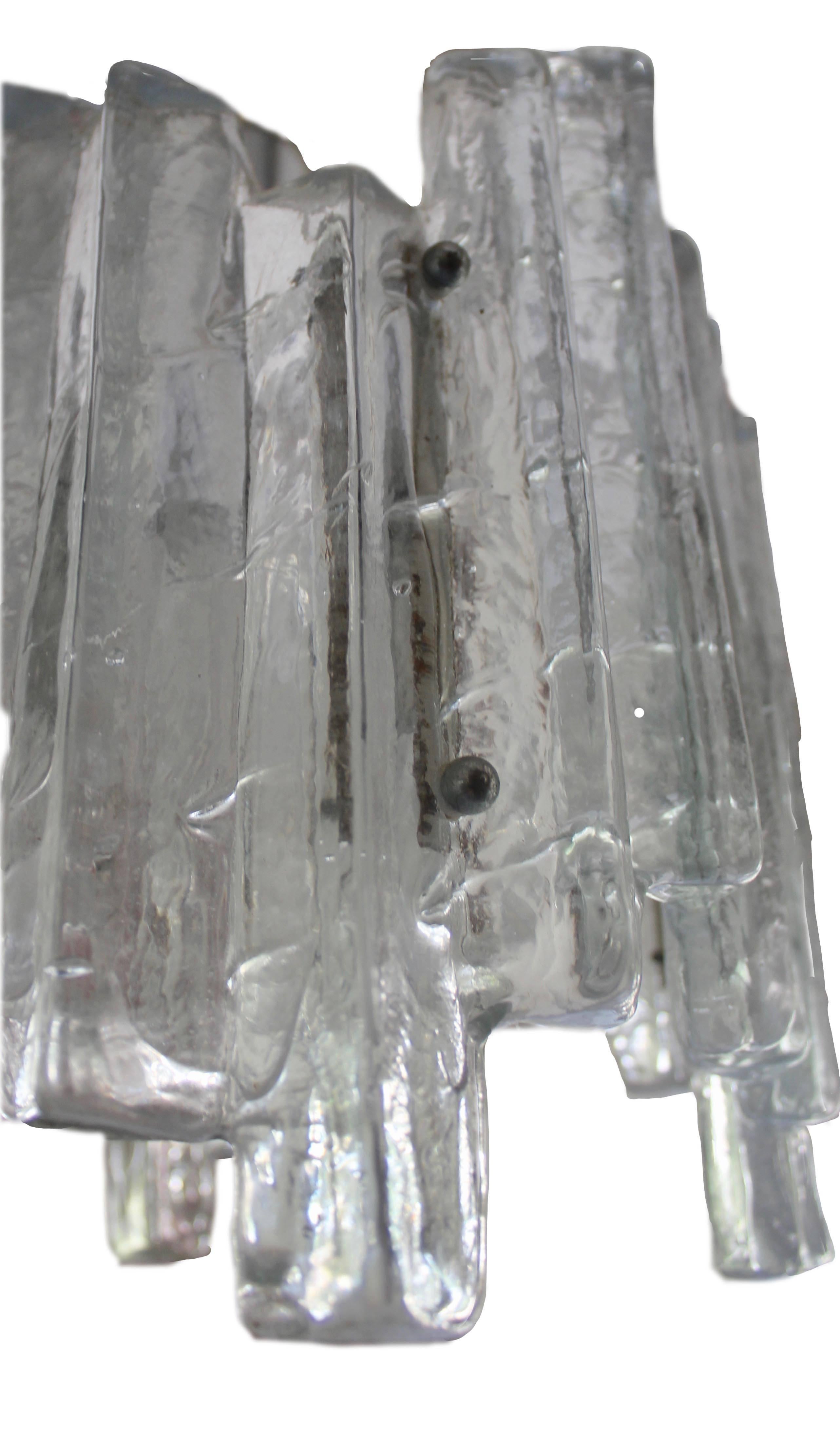 Austrian Midcentury Kalmar Ice Glass Chandelier, 1960s