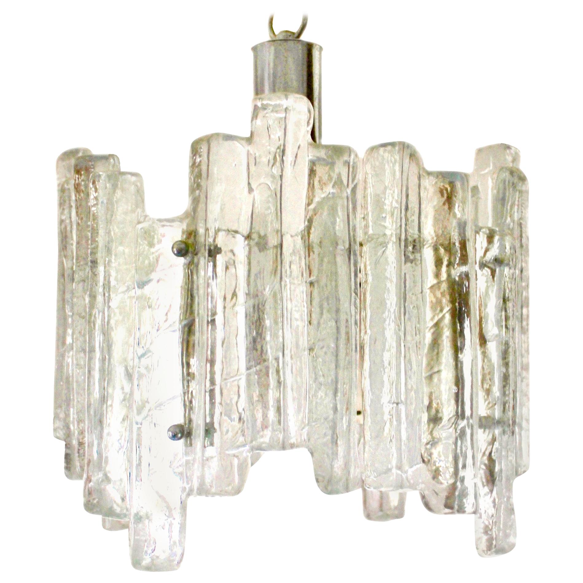 Midcentury Kalmar Ice Glass Chandelier, 1960s