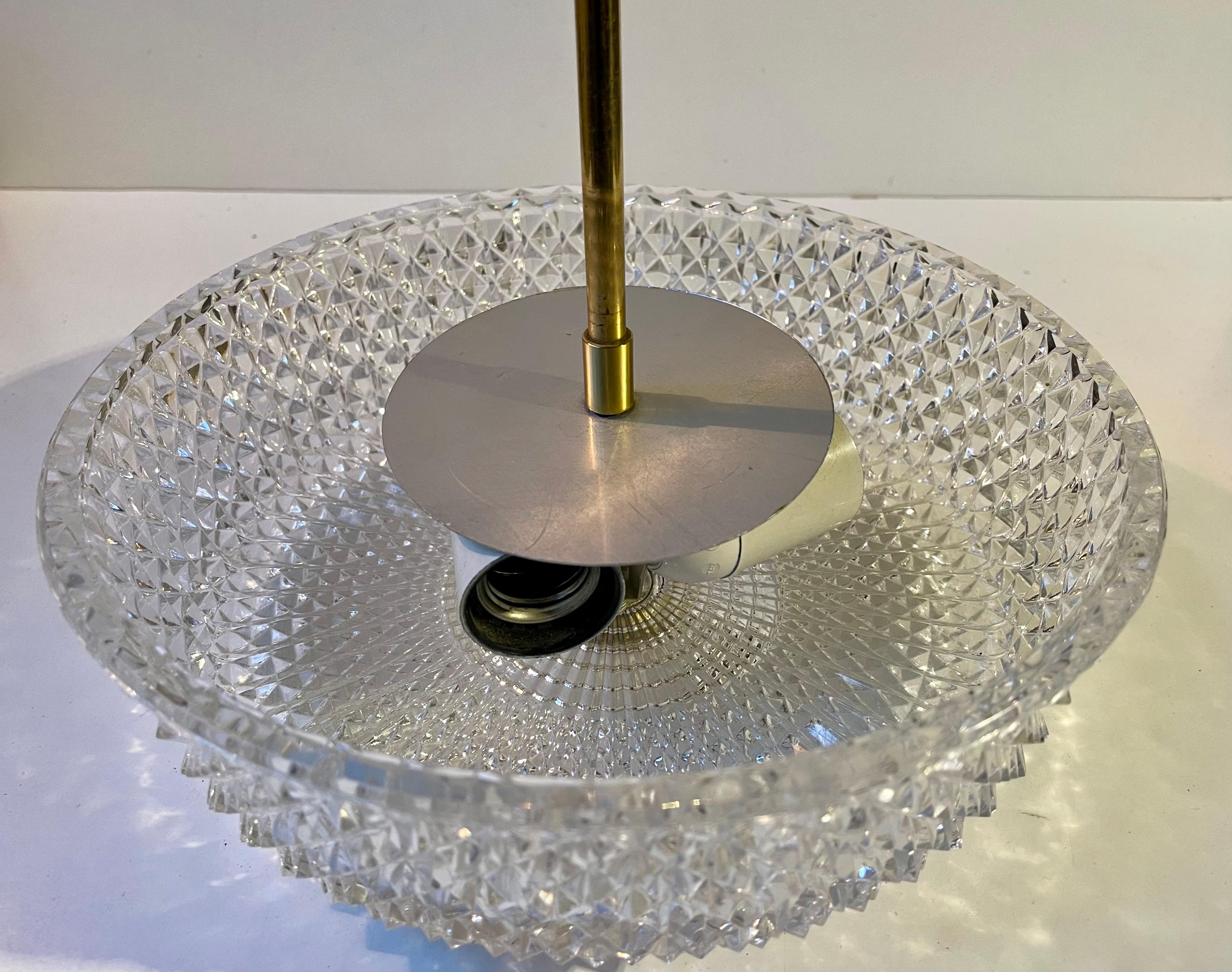 Midcentury Kamenicky Senov Pendant Chandelier in Crystal Glass & Brass, 1960s For Sale 2
