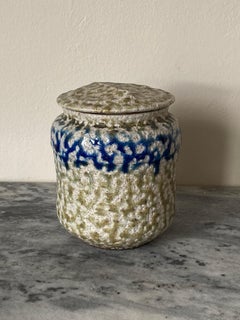 Midcentury Karen Karnes Salt Glazed Cut Lid Stoneware Pottery Jar