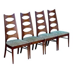Midcentury Kent Coffey Perspecta “Cats Eye” Dining Chairs, Set of 4