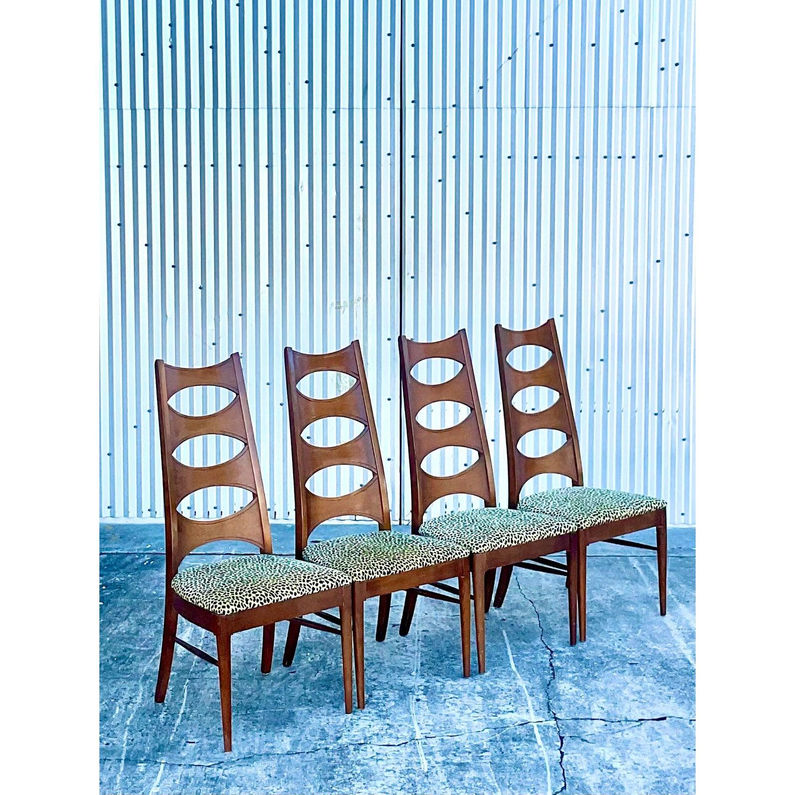 Mid-Century Modern Midcentury Kent Coffey Perspecta “Cats Eye” Dining Chairs, Set of 4