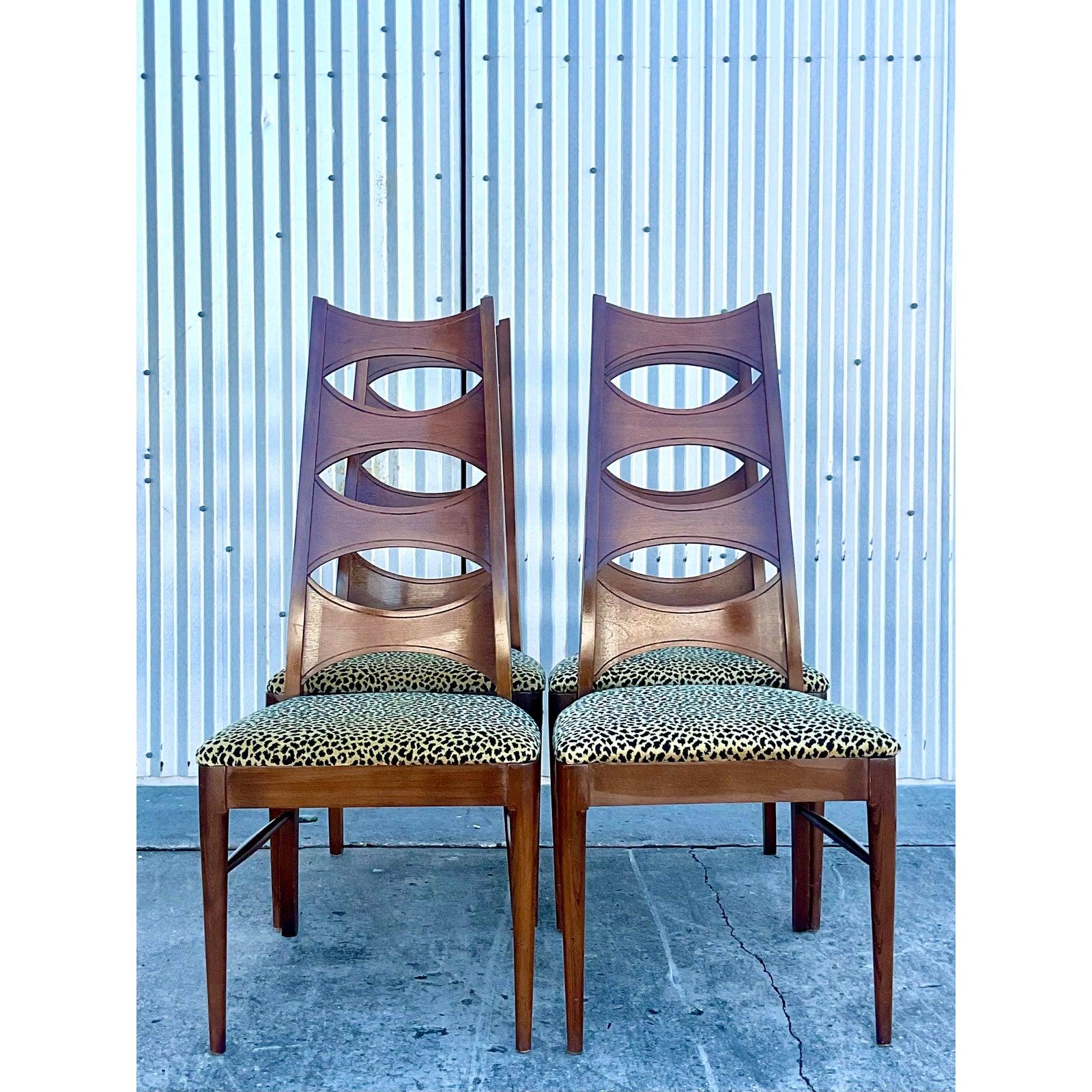 Midcentury Kent Coffey Perspecta “Cats Eye” Dining Chairs, Set of 4 In Good Condition In west palm beach, FL