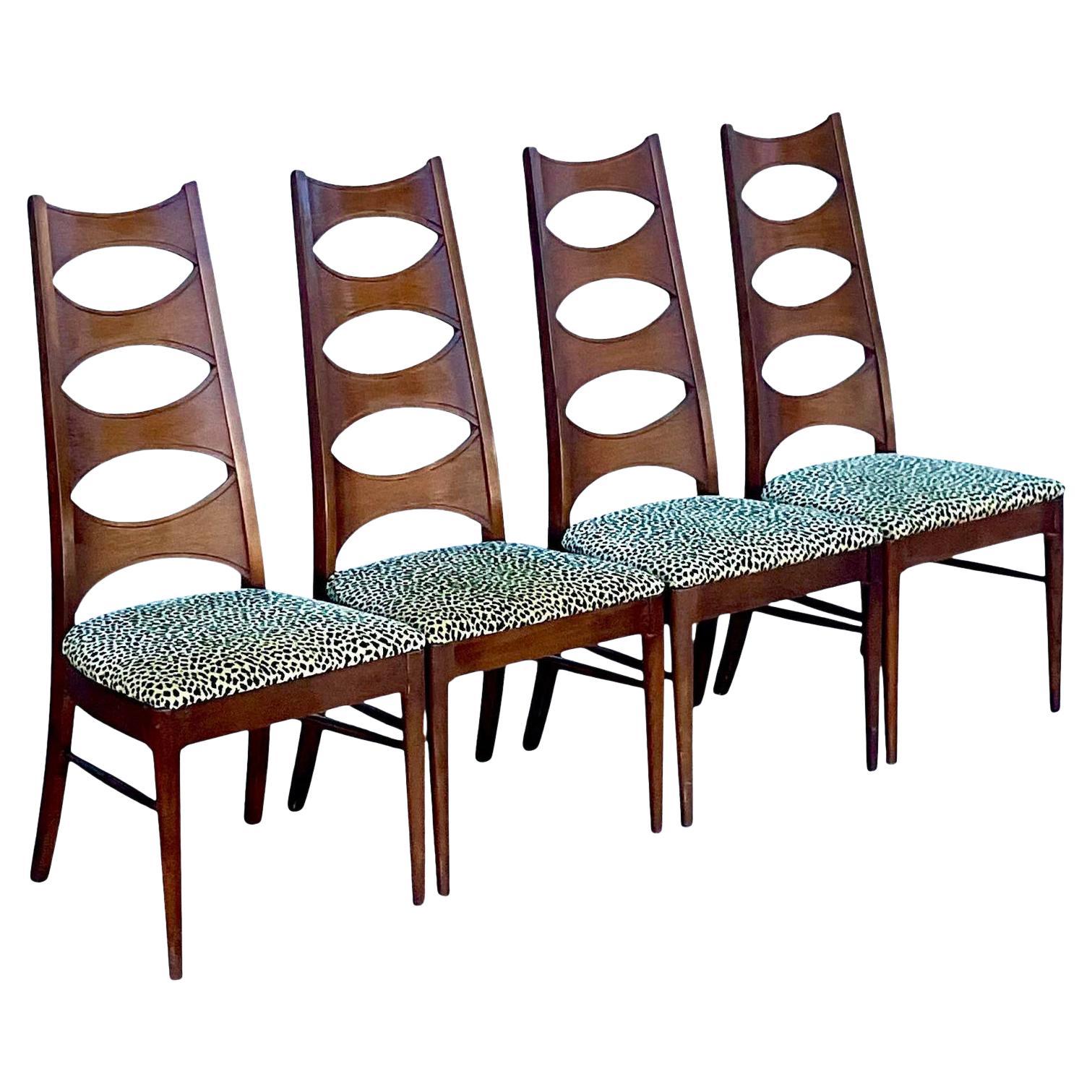 Midcentury Kent Coffey Perspecta “Cats Eye” Dining Chairs, Set of 4
