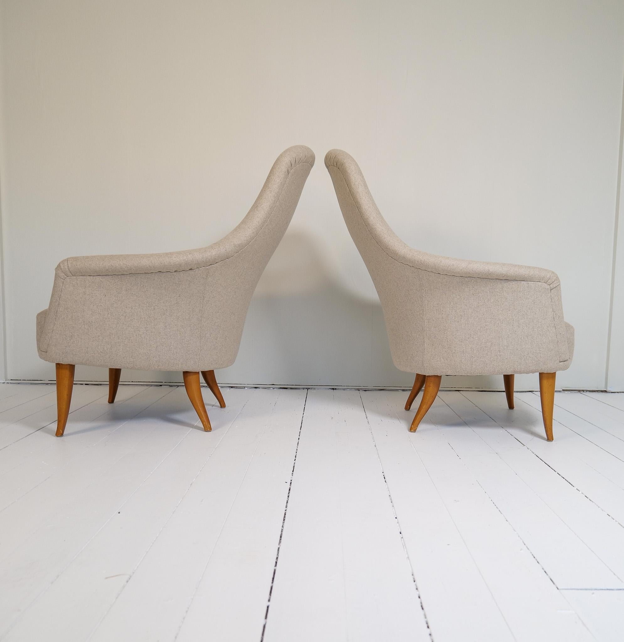 Midcentury Modern Big Adam Lounge Chairs NK, Sweden, 1950s For Sale 3