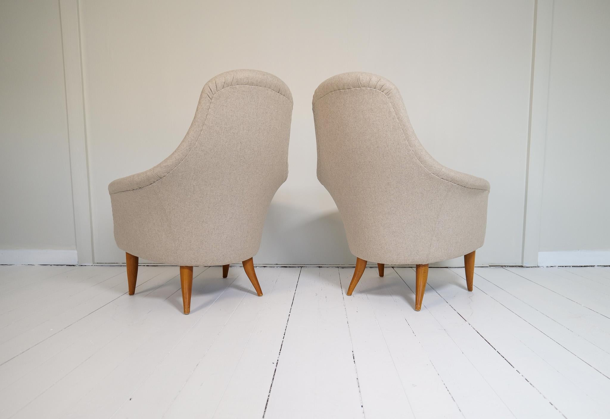Midcentury Modern Big Adam Lounge Chairs NK, Sweden, 1950s For Sale 5