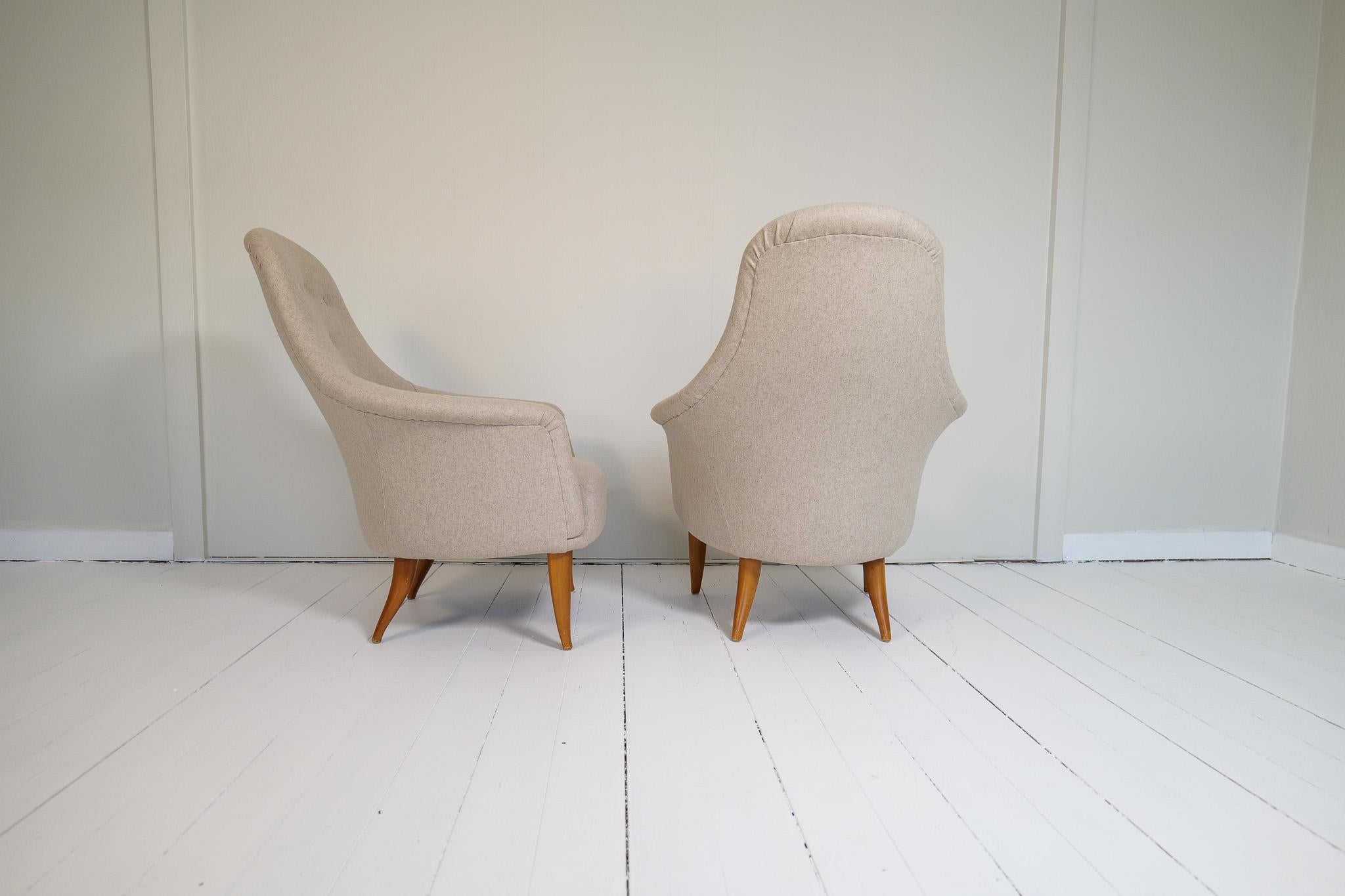 Midcentury Modern Big Adam Lounge Chairs NK, Sweden, 1950s For Sale 7