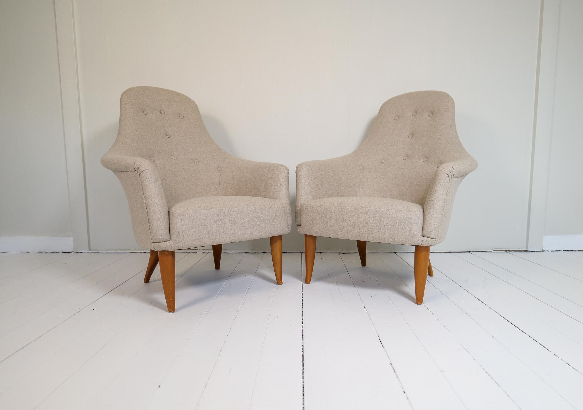 Midcentury Modern Big Adam Lounge Chairs NK, Sweden, 1950s For Sale 8